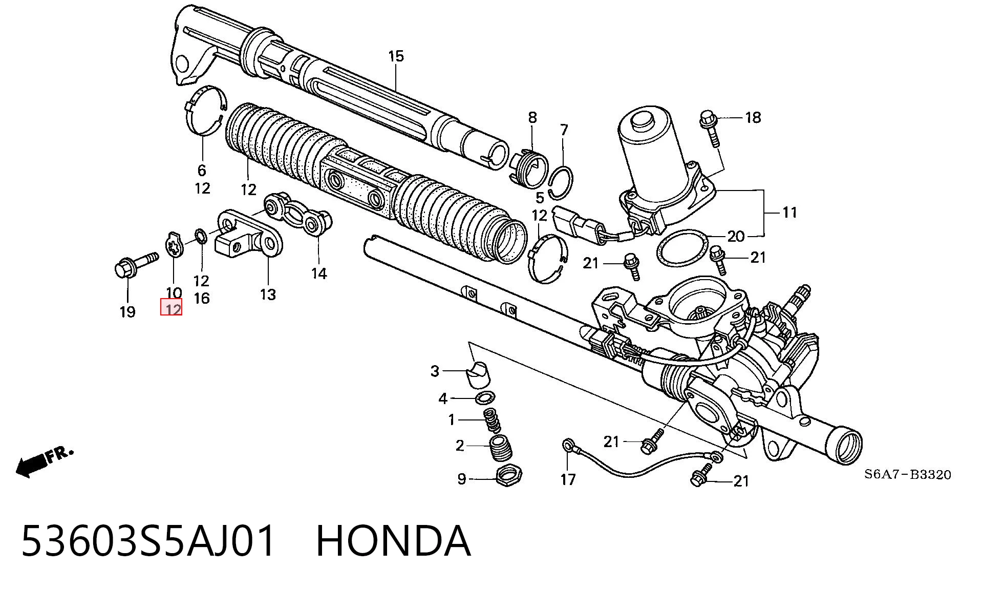 Bota de proteção do mecanismo de direção (de cremalheira) Honda Civic VII EU, EP, EV