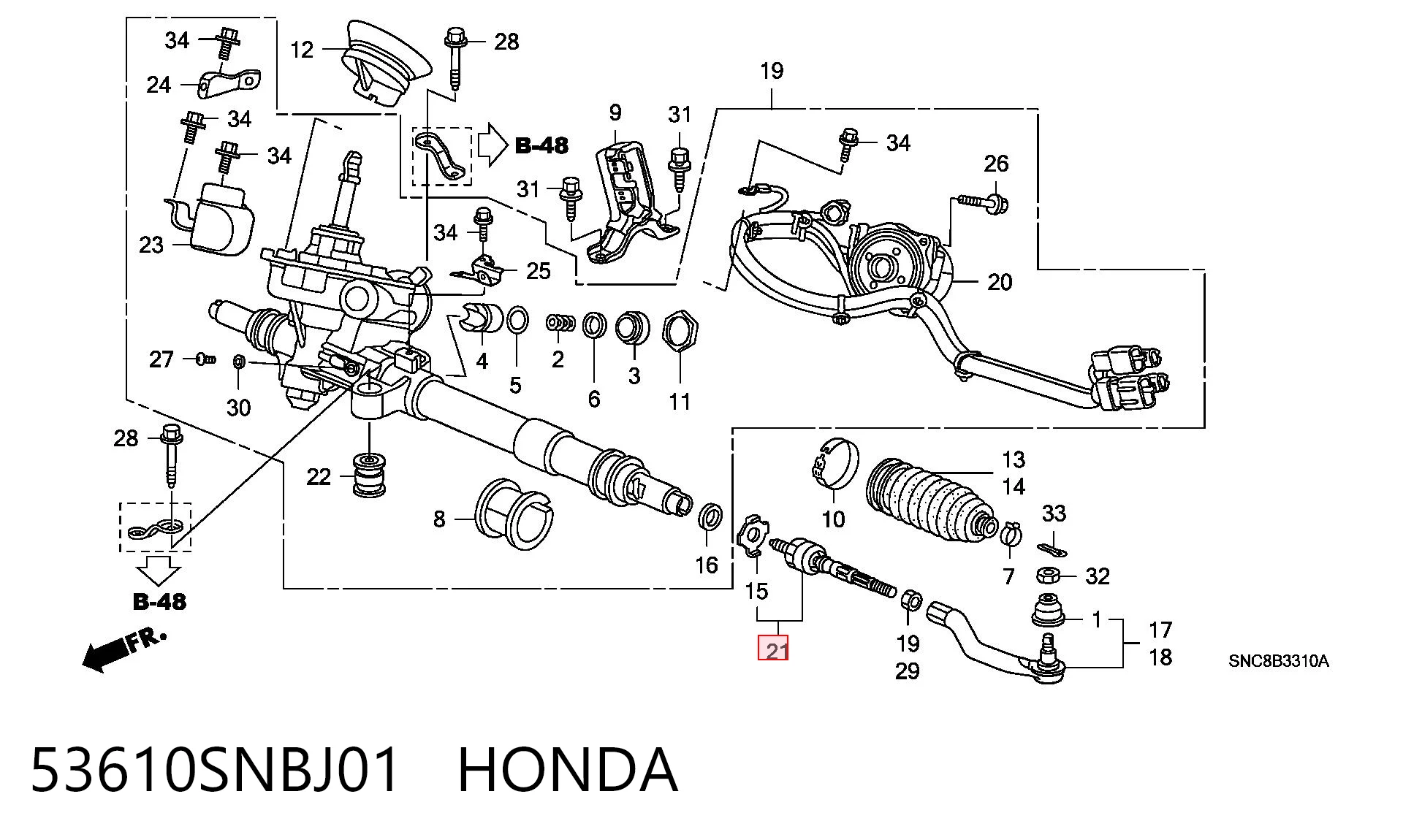 53610SNBJ01 Honda Tração de direção