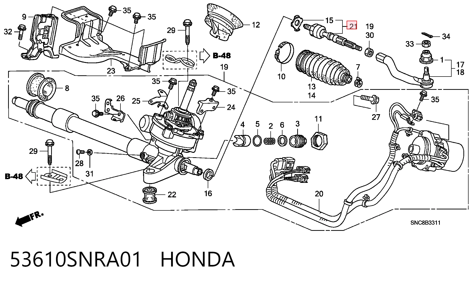 53610SNRA01 Honda Tração de direção