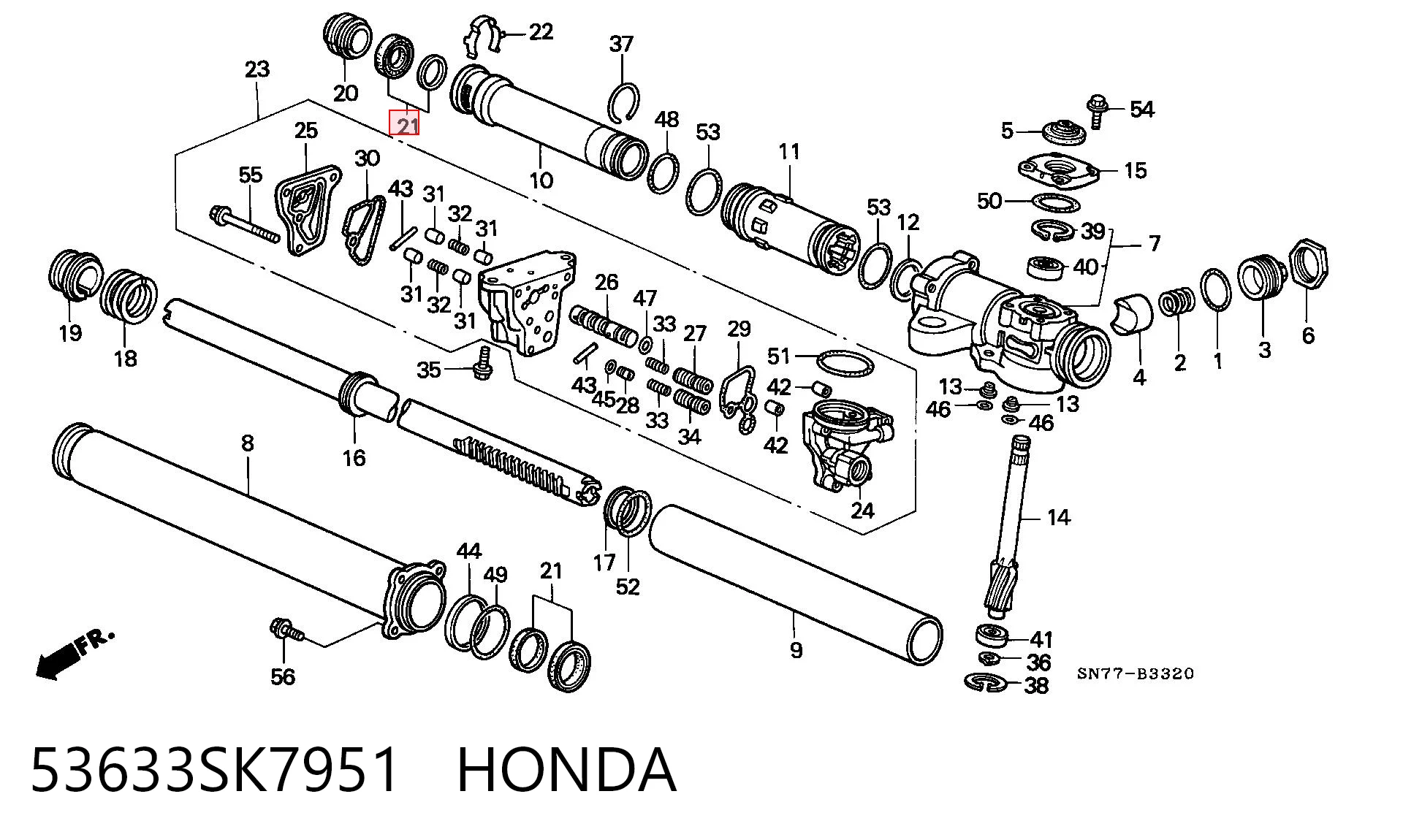53633SK7951 Honda Vedação da cremalheira da direção/do mecanismo (ver dimensões padrão)