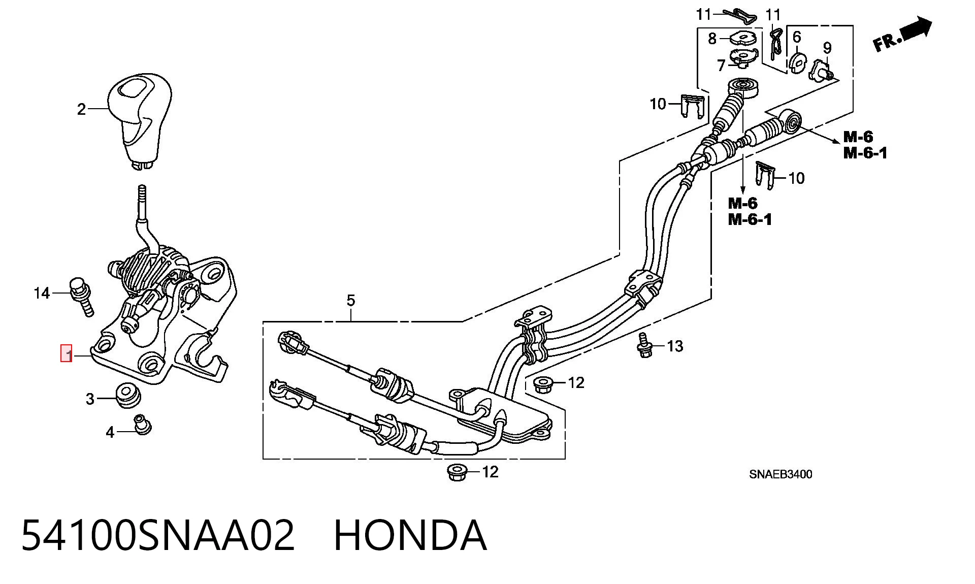 54100SNAA02 Honda Mecanismo de mudança (ligação)
