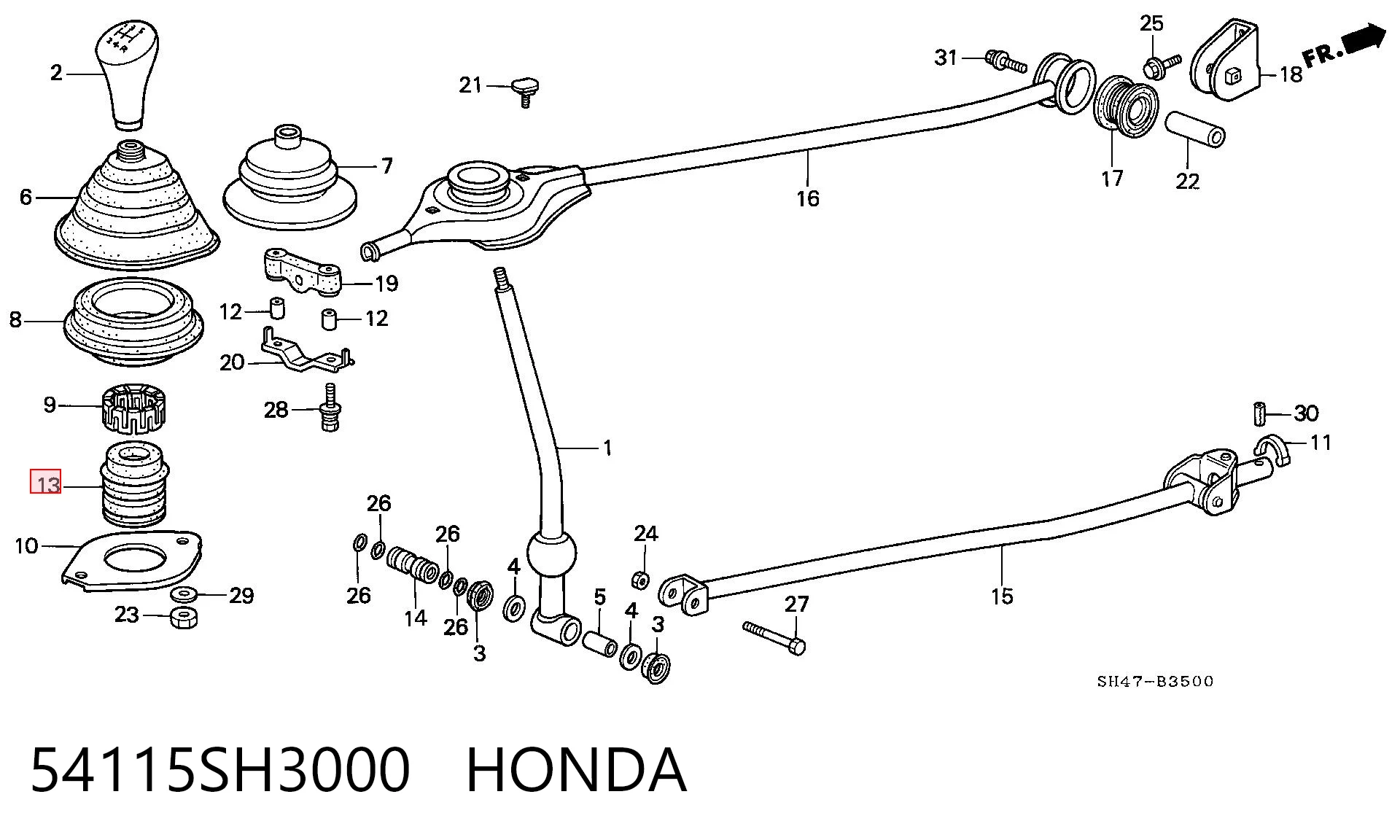 54115SH3000 Honda Bota de proteção de ligação de mudança