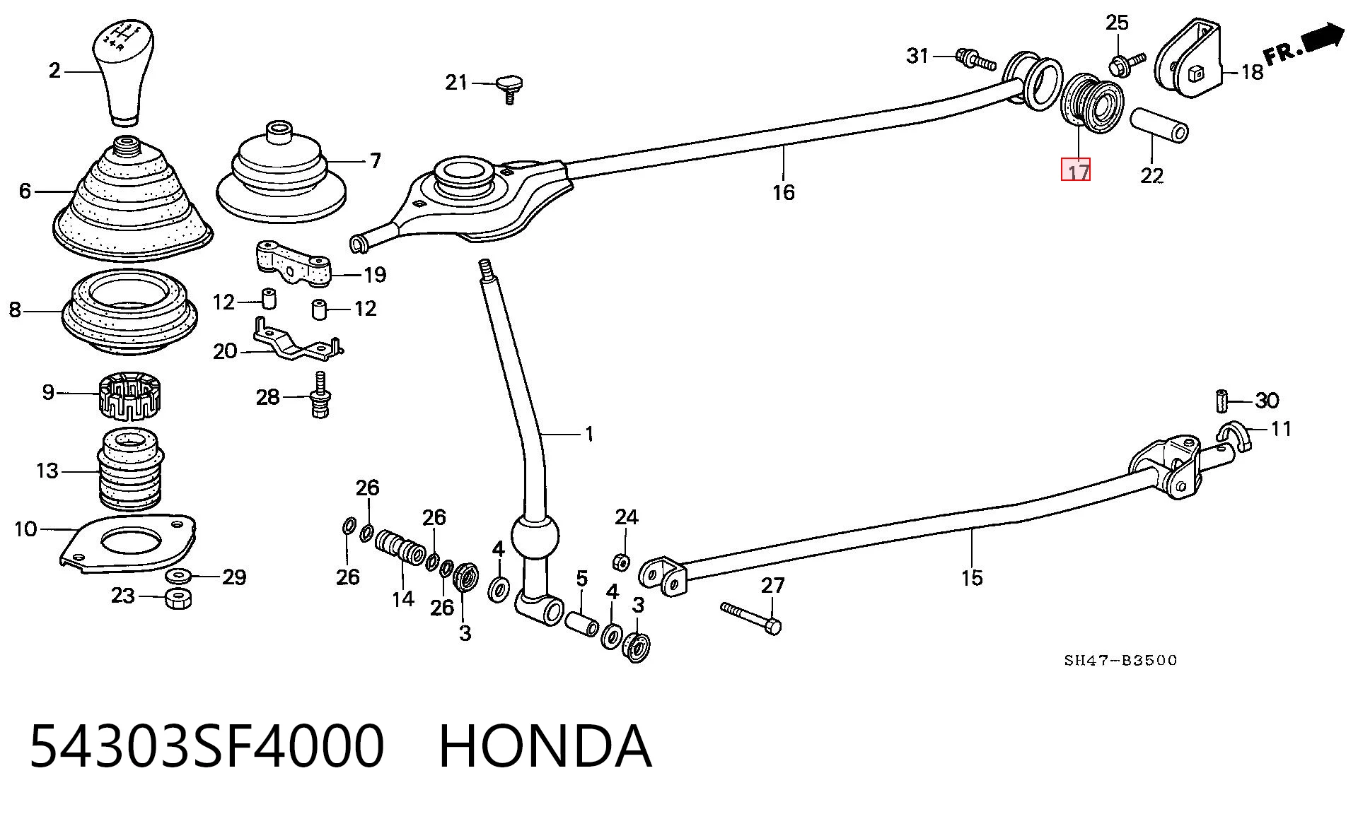 Bucha do mecanismo de mudança (de ligação) Honda Civic VI MB, MC ao melhor preço