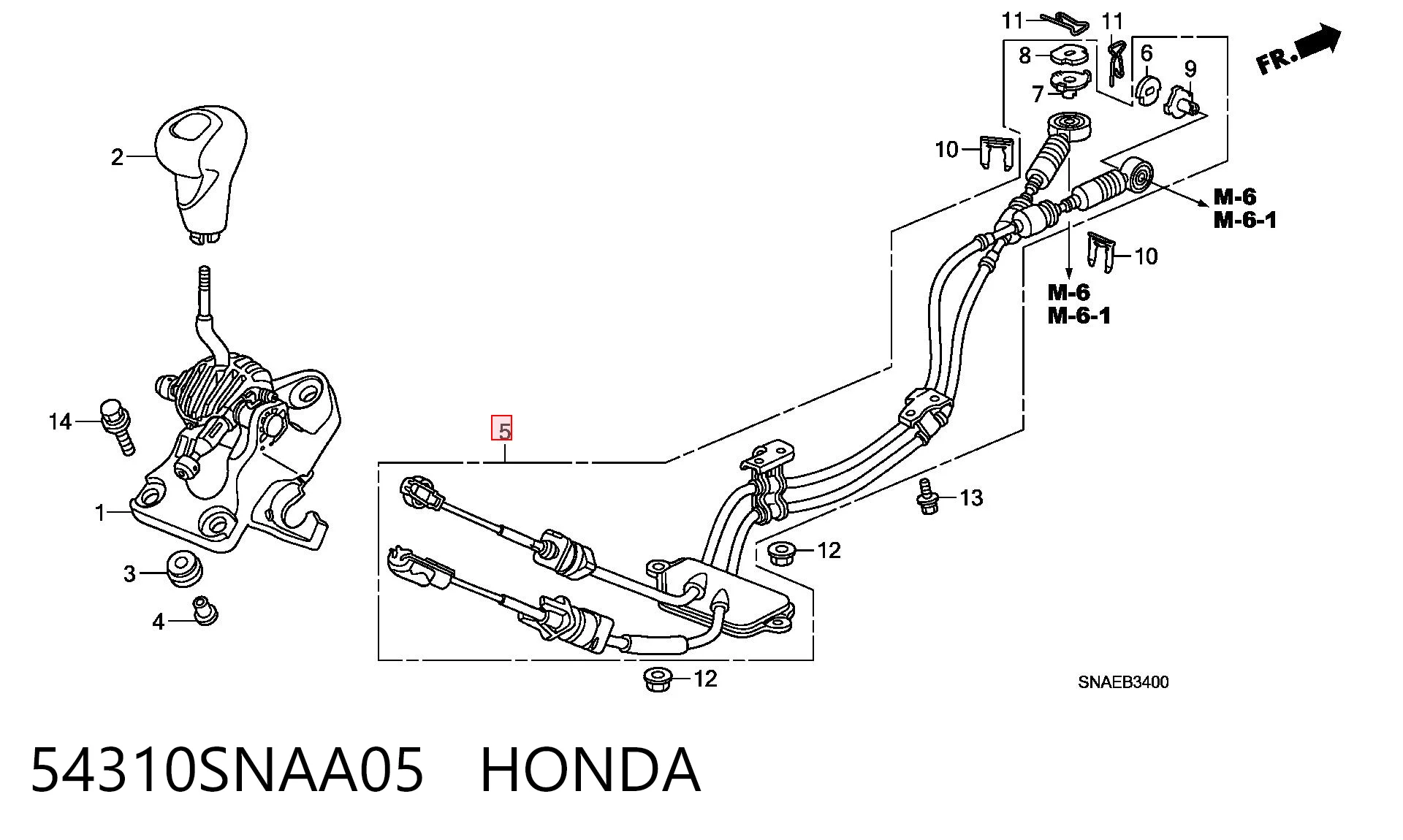 Cabo de mudança duplo para Honda Civic VIII FD, FA