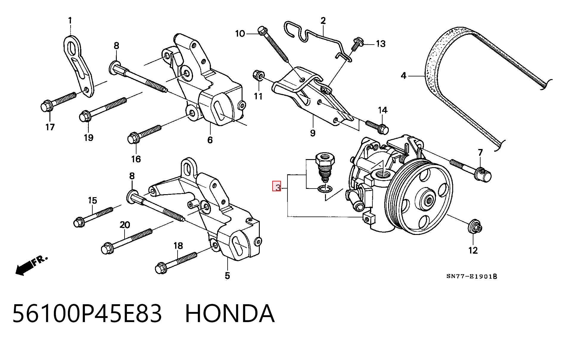 Bomba da Direção hidrâulica assistida para Honda Accord CC7