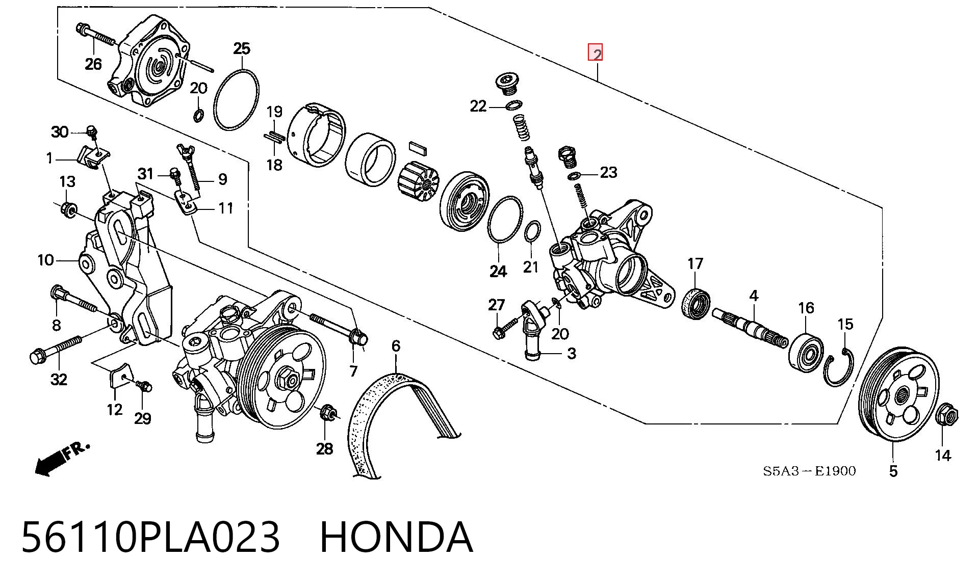  Bomba da Direção hidrâulica assistida Honda Civic VII coupé (EM) (2001 - 2005) VII