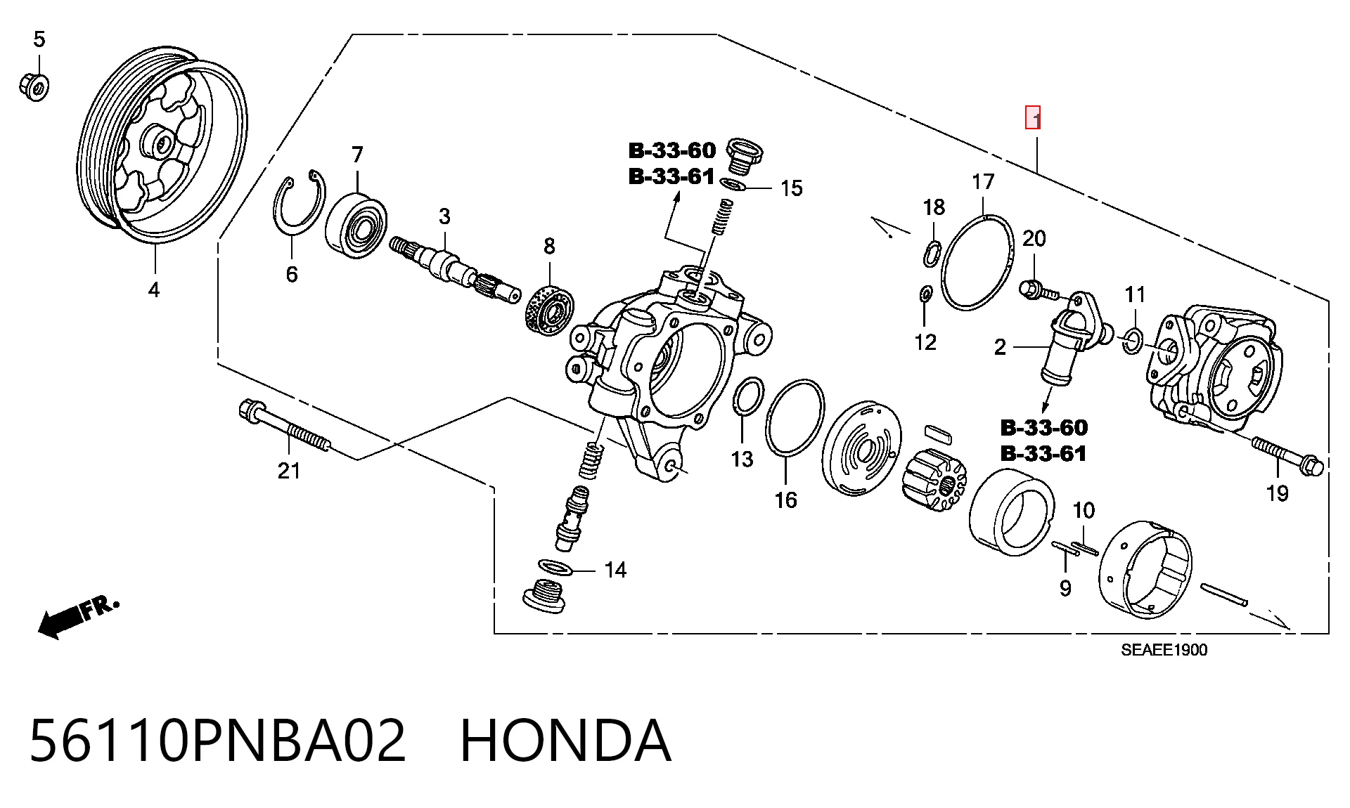 56110PNBA02 Honda Bomba da Direção hidrâulica assistida