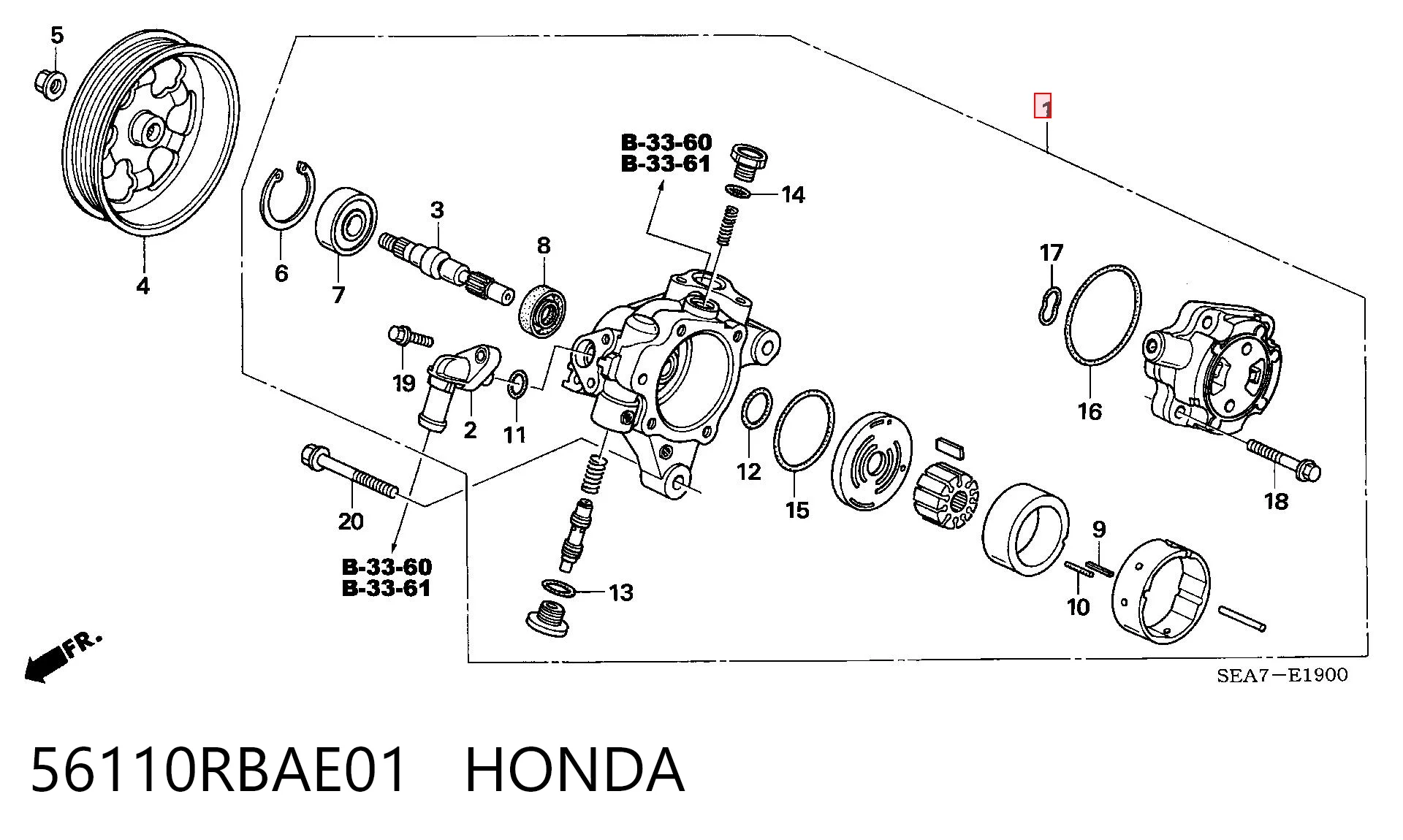 56110RBAE01 Honda Bomba da Direção hidrâulica assistida