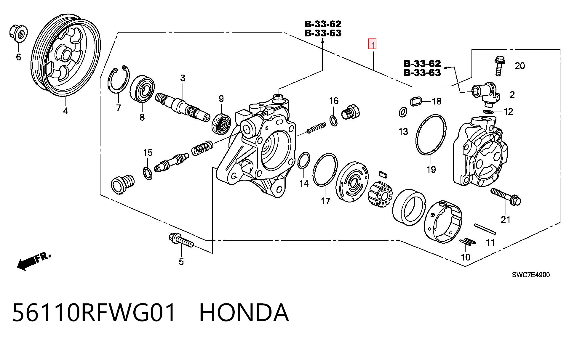 56110RFWG01 Honda Bomba da Direção hidrâulica assistida