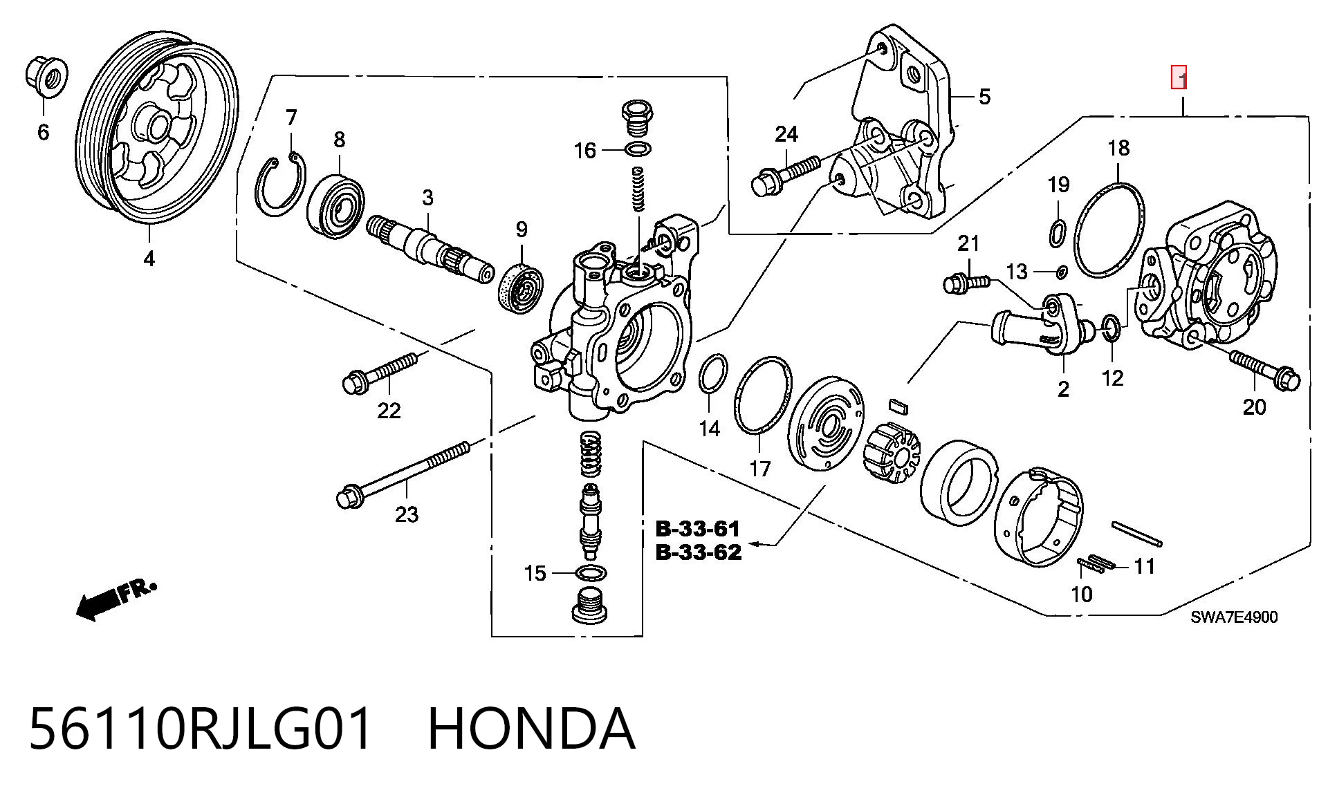 56110RJLG01 Honda Bomba da Direção hidrâulica assistida