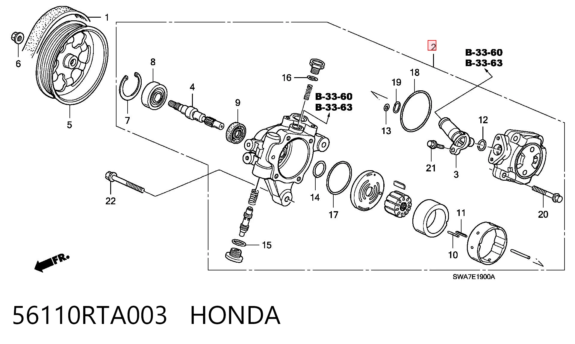 56110RTA003 Honda Bomba da Direção hidrâulica assistida
