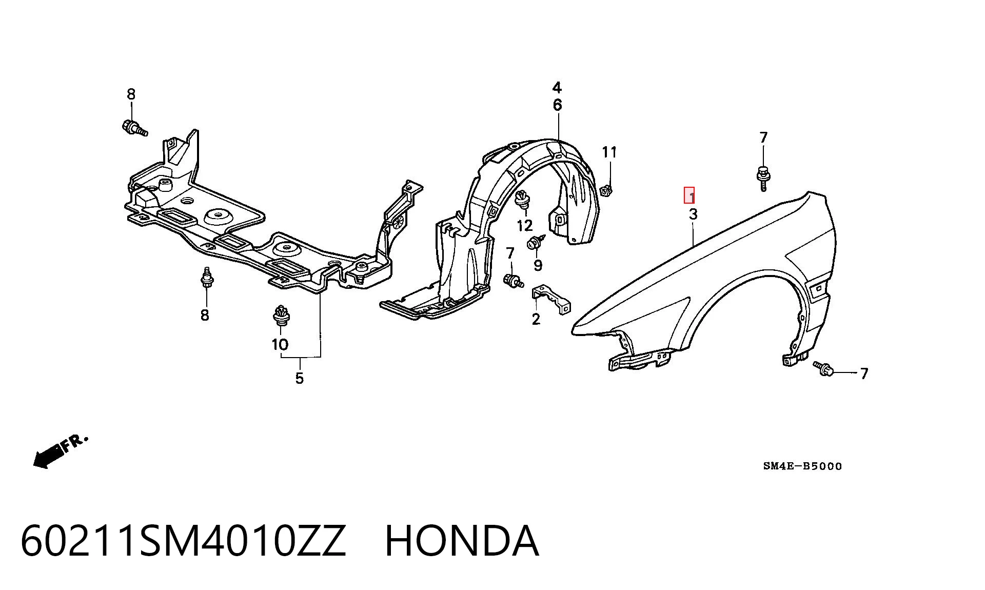 Pára-lama dianteiro direito Honda Accord IV CB3, CB7 ao melhor preço