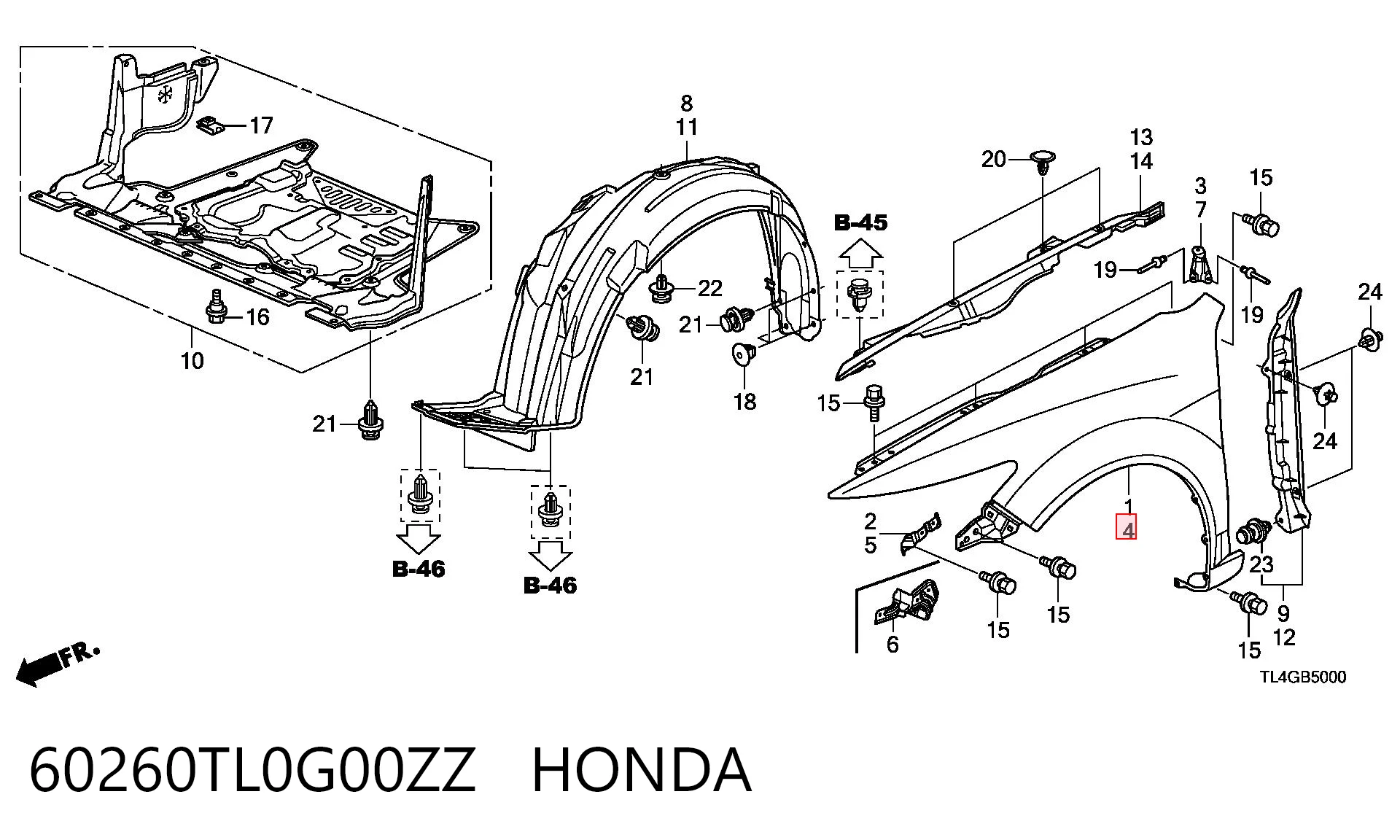 Pára-lama dianteiro esquerdo Honda Accord VIII CW