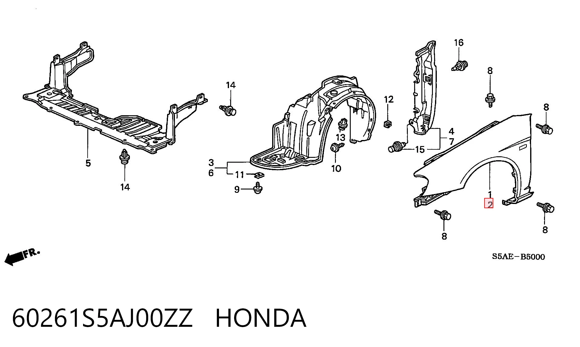 Pára-lama dianteiro esquerdo Honda Civic VII ES, ET