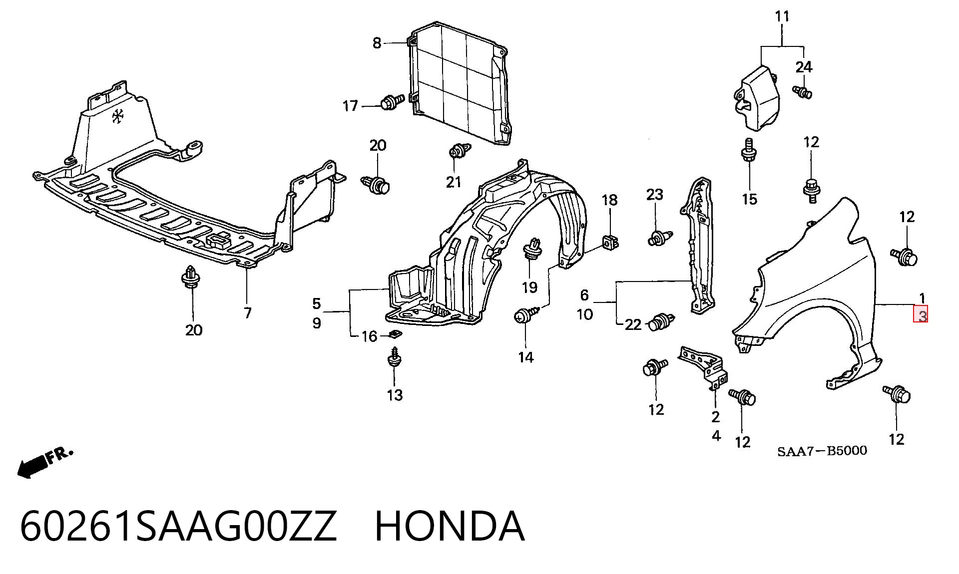 Pára-lama dianteiro esquerdo para Honda Jazz  GD, GE