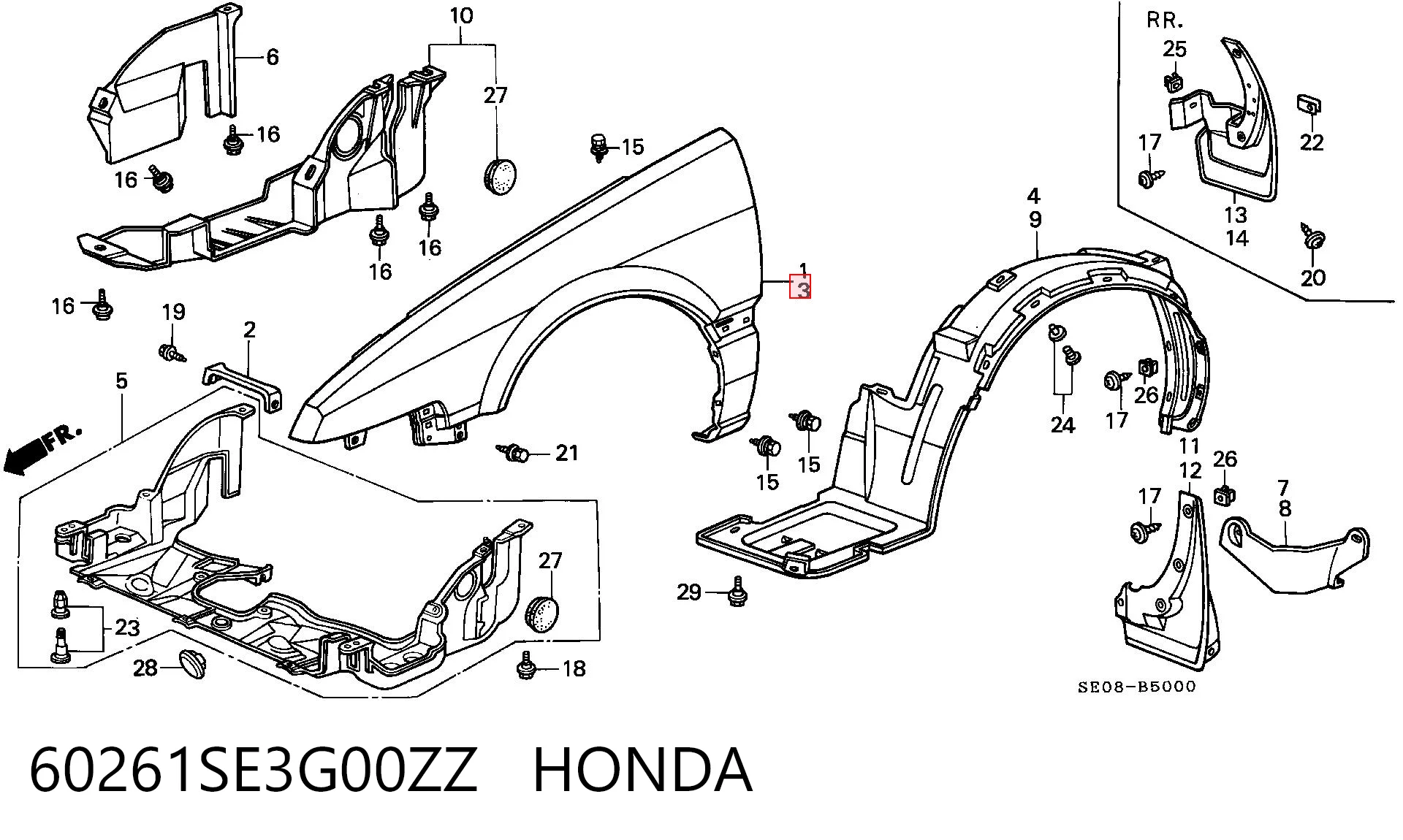 Pára-lama dianteiro esquerdo Honda Accord III CA4, CA5 ao melhor preço