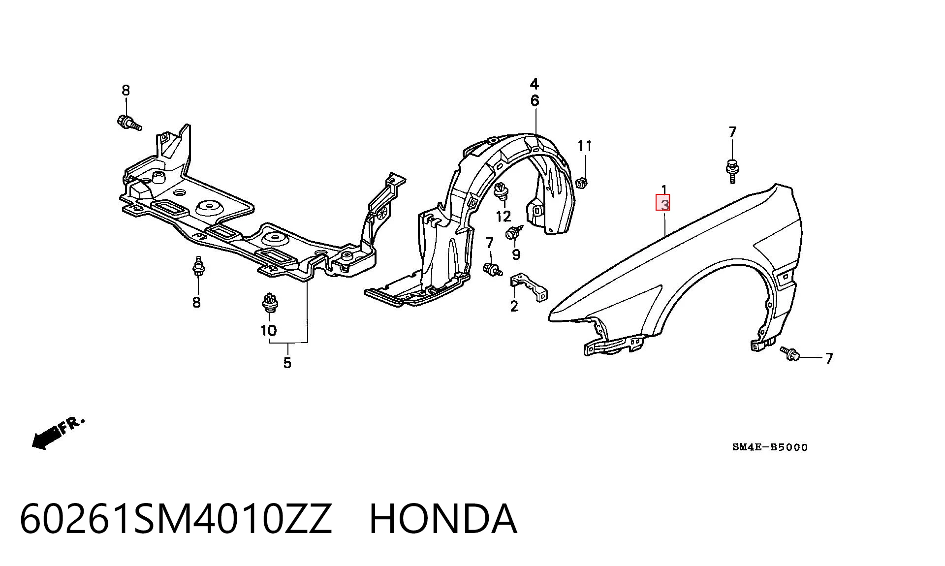 Pára-lama dianteiro esquerdo Honda Accord IV CB3, CB7 ao melhor preço