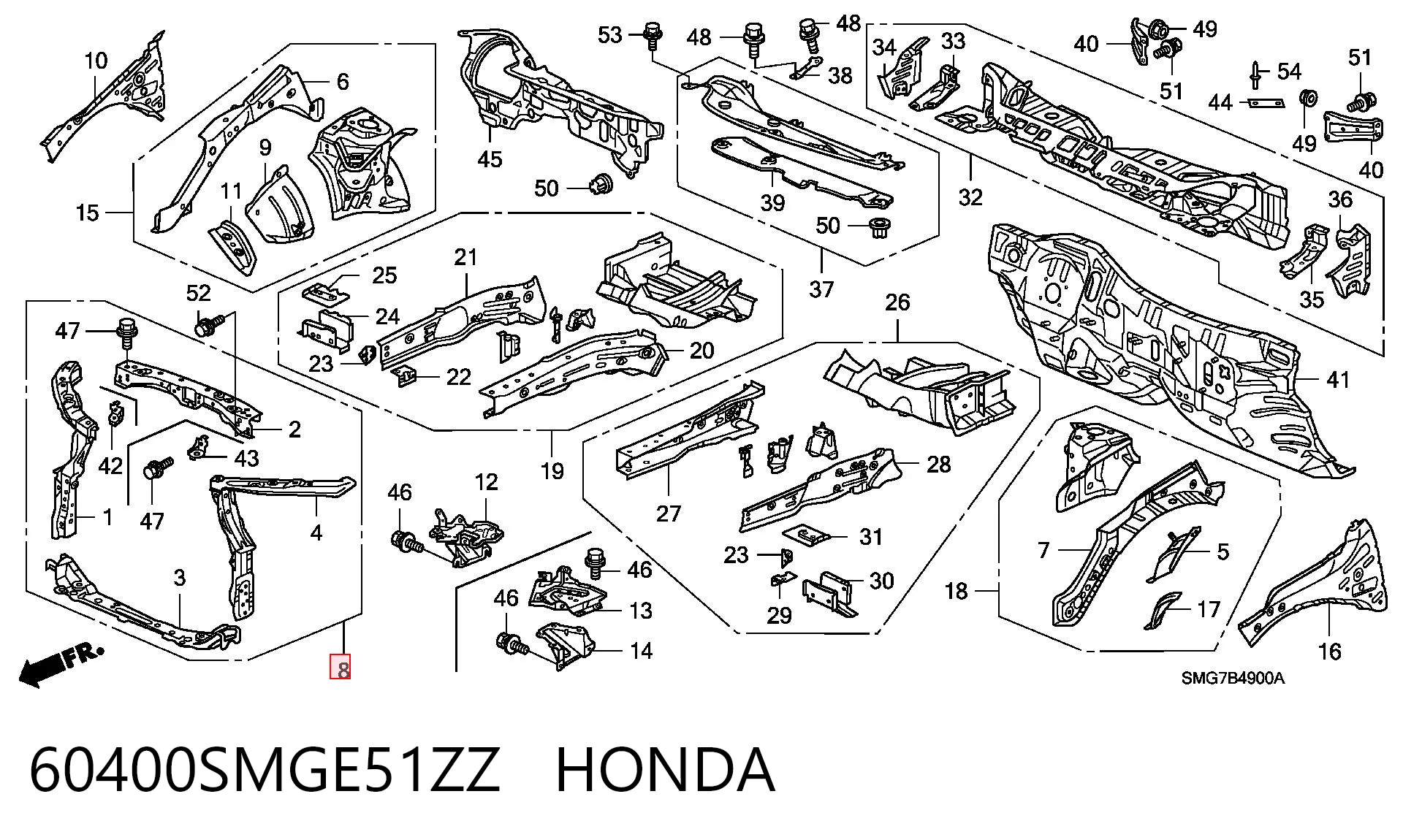 Suporte do radiador montado (painel de montagem de fixação das luzes) Honda Civic VIII FK, FN ao melhor preço