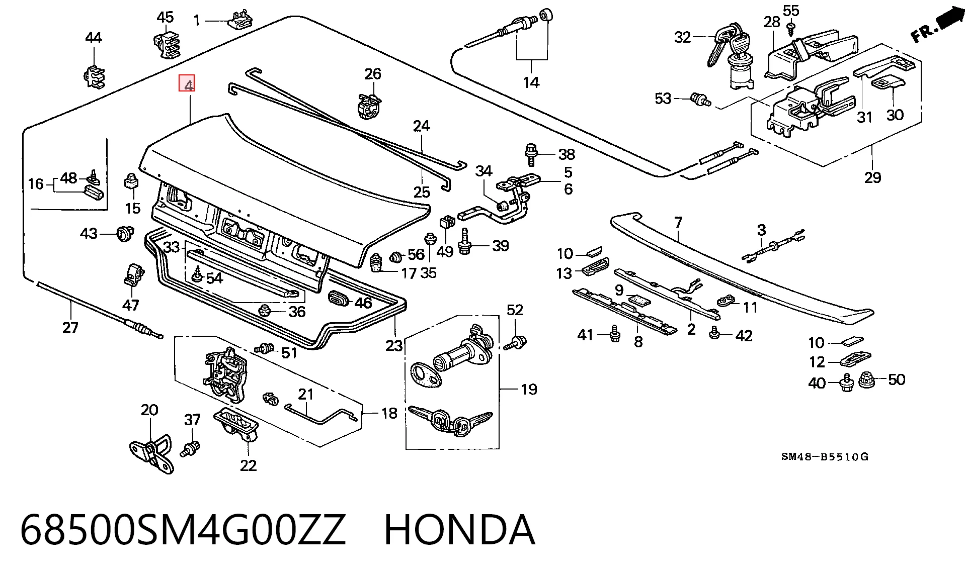 Tampa de porta-malas Honda Accord IV CB3, CB7 ao melhor preço