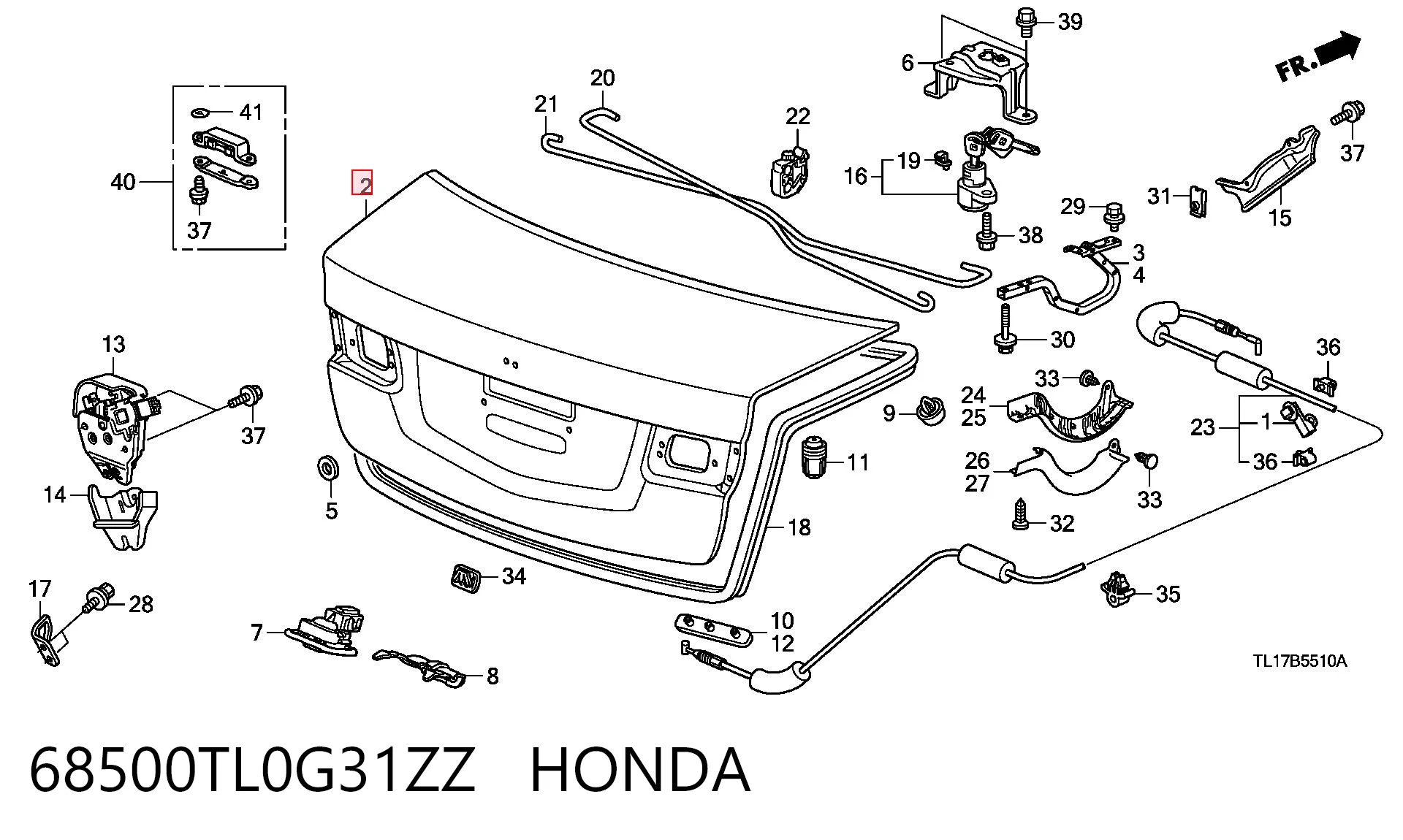 Tampa de porta-malas para Honda Accord CU