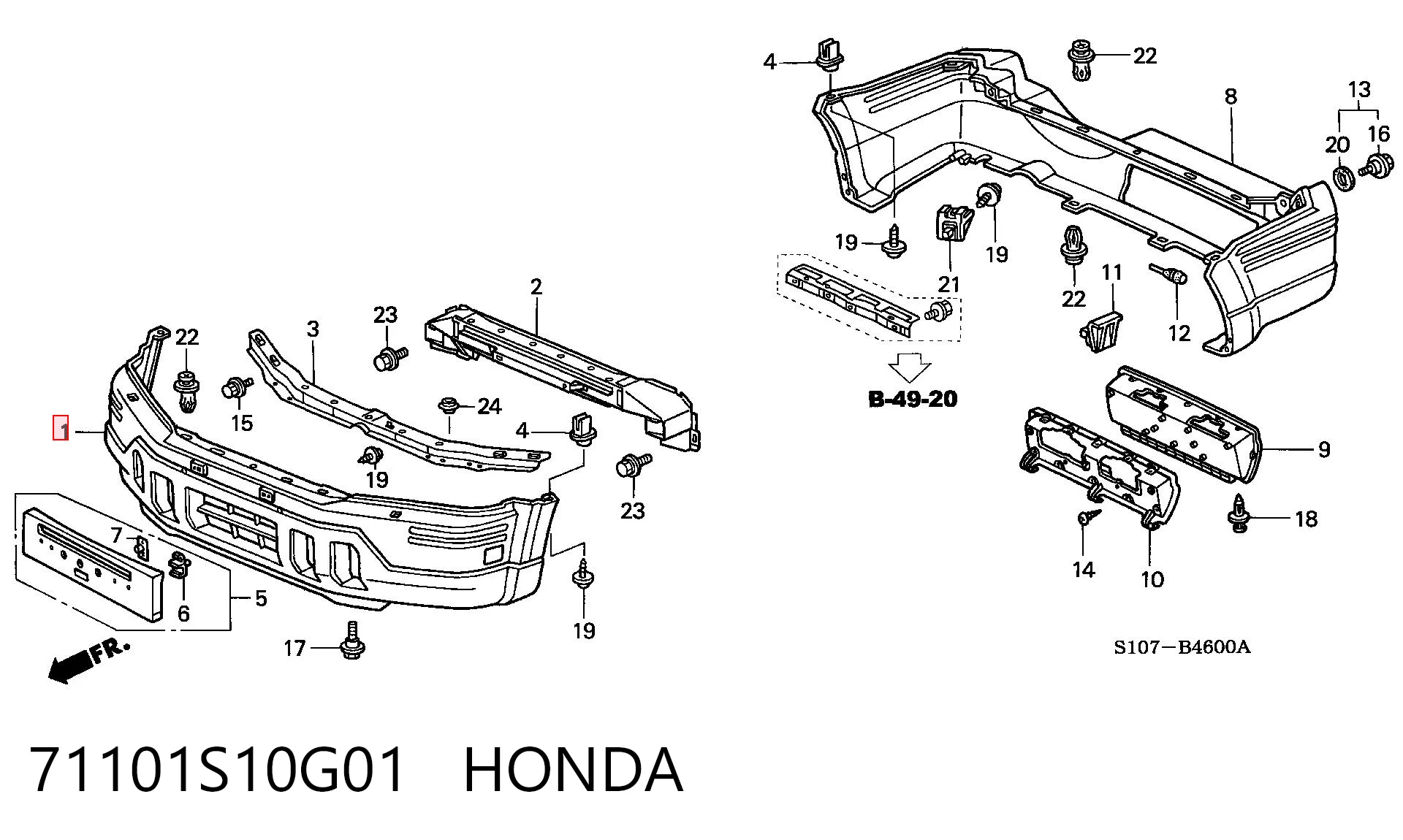 Pára-choque dianteiro para Honda CR-V I RD