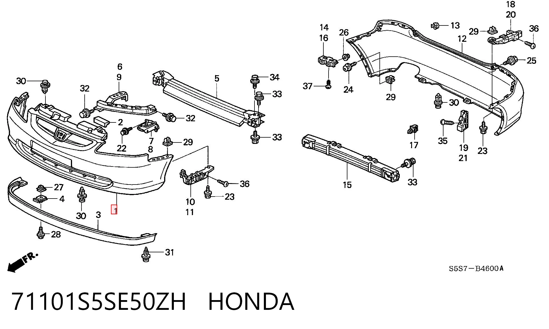  Pára-choque dianteiro Honda Civic VII sedan (ES, ET) (2000 - 2006) VII