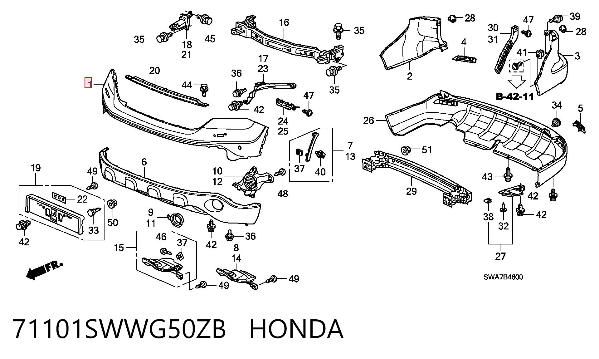 Pára-choque dianteiro para Honda CR-V III RE