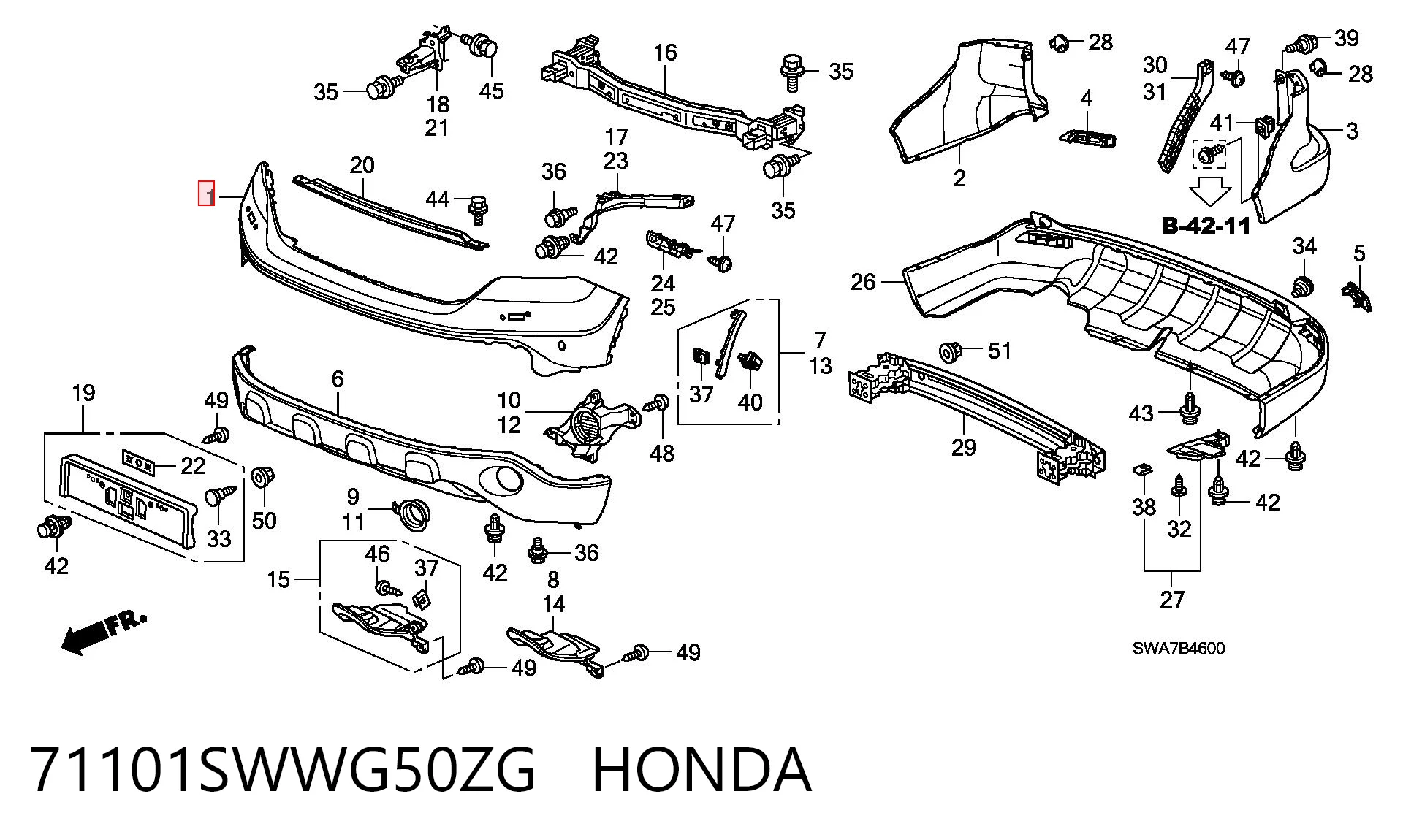 Pára-choque dianteiro Honda CR-V III RE