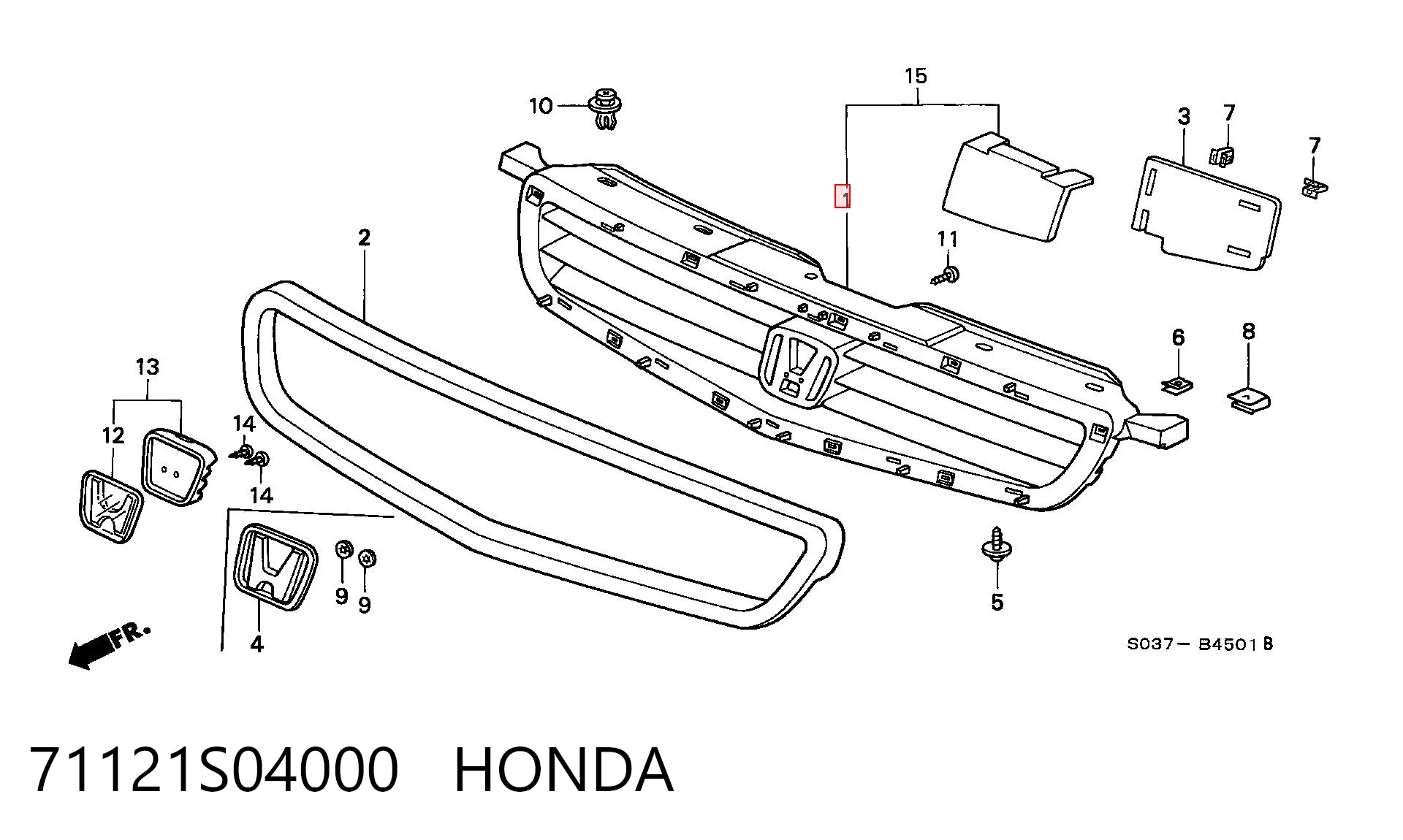 Grelha do radiador para Honda Civic VI EJ9, EK3/4