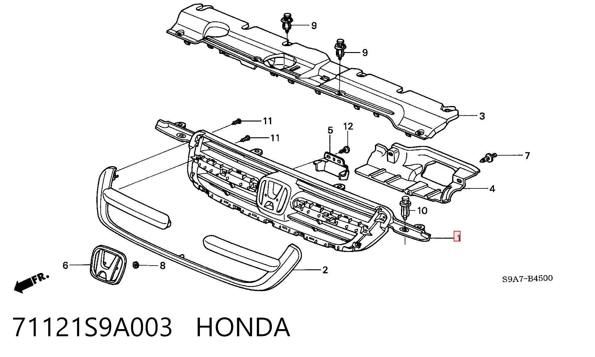 Grelha do radiador Honda CR-V II RD