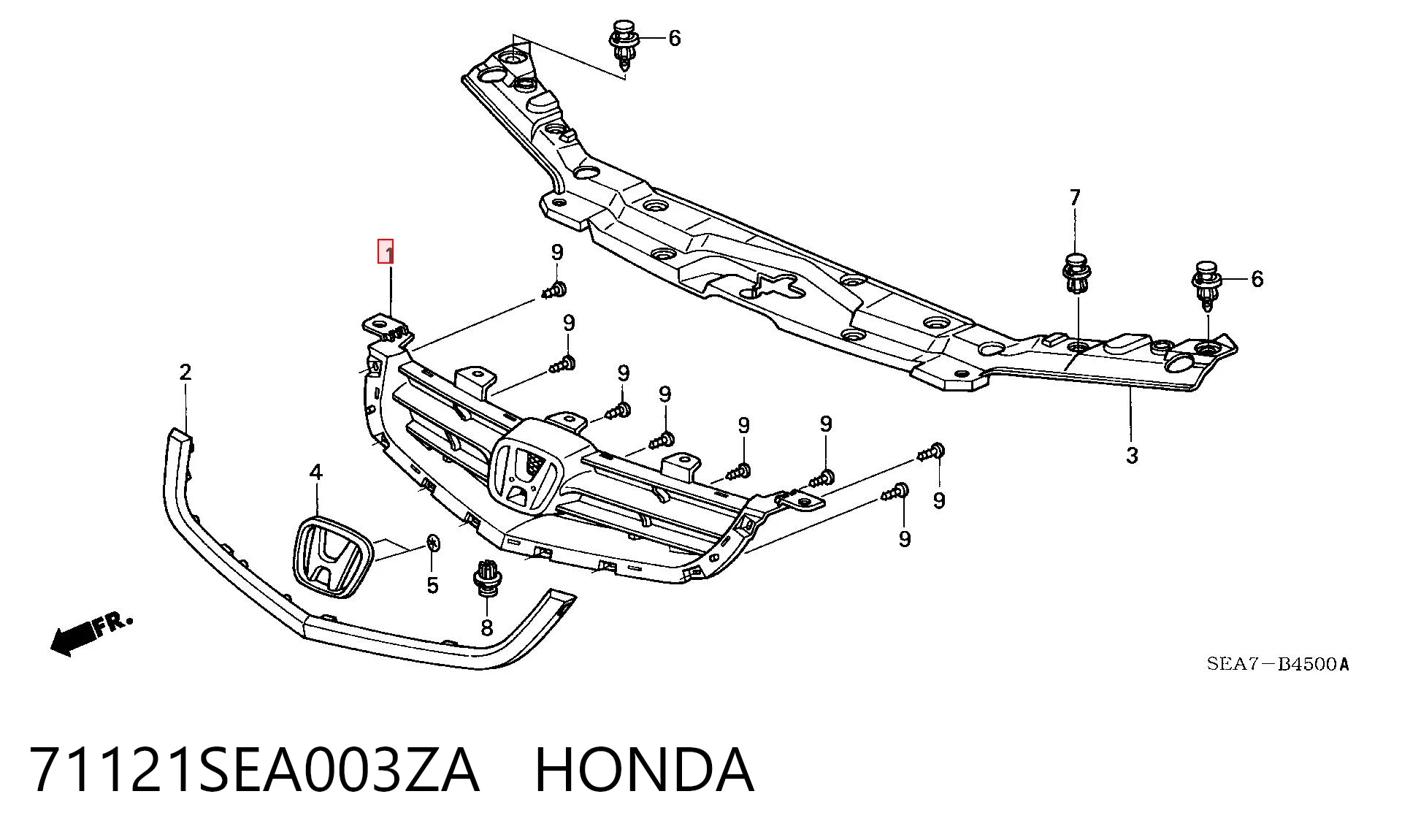 Grelha do radiador para Honda Accord CM, CN