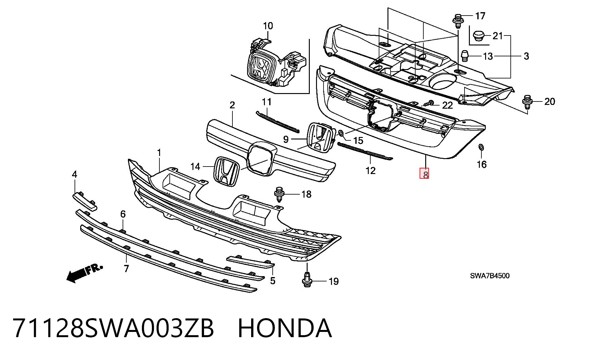 Grelha do radiador para Honda CR-V RE