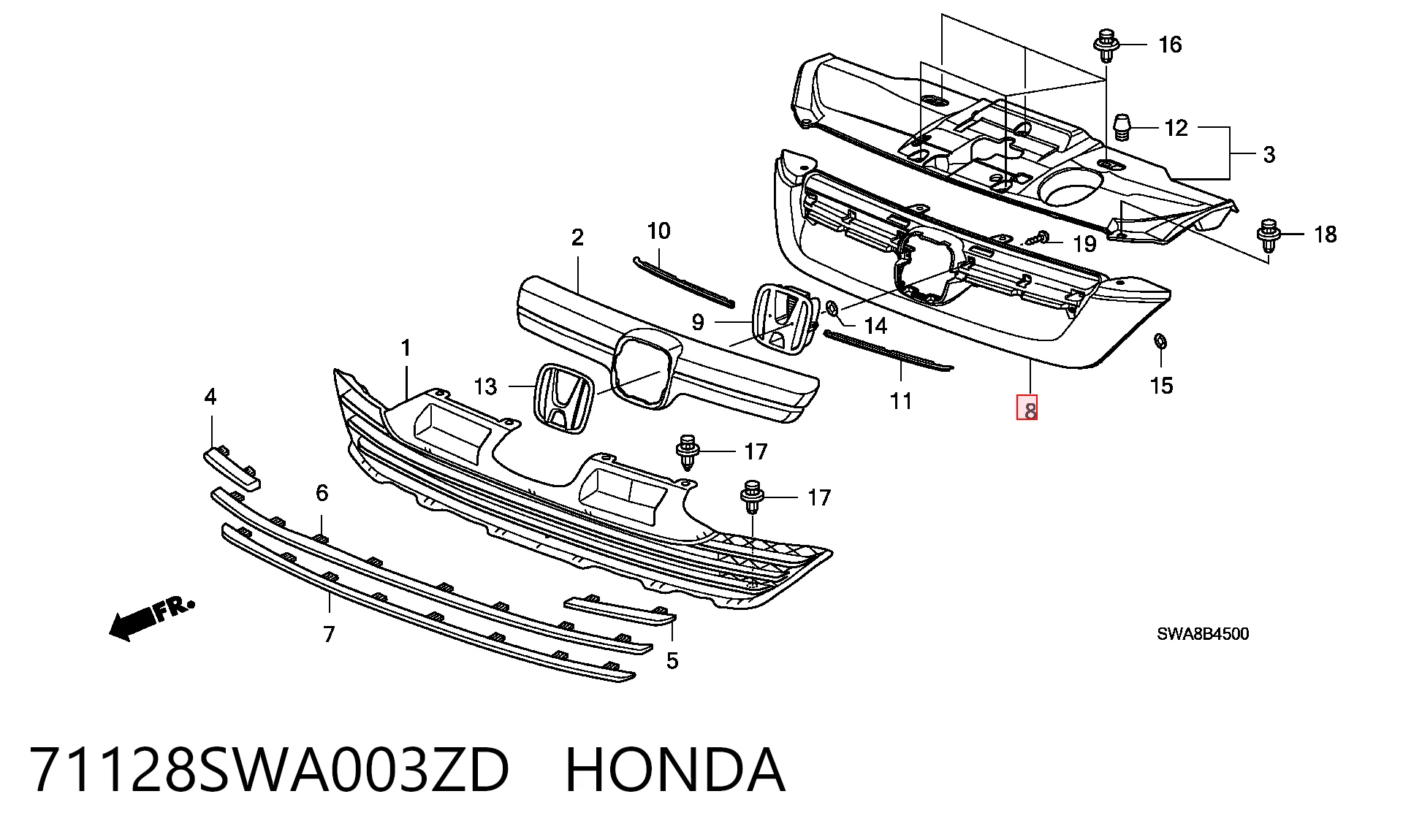Grelha do radiador Honda CR-V preço, a partir de 53,70 USD