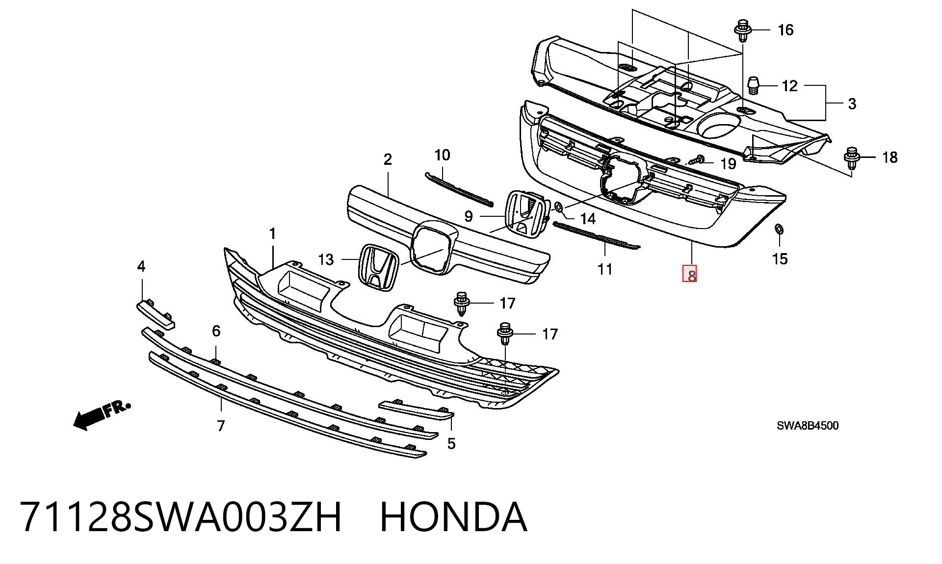Compre Grelha do radiador Honda CR-V 3