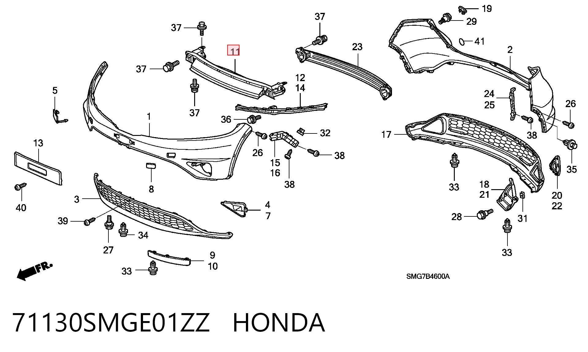Reforçador do pára-choque dianteiro para Honda Civic VIII FK, FN