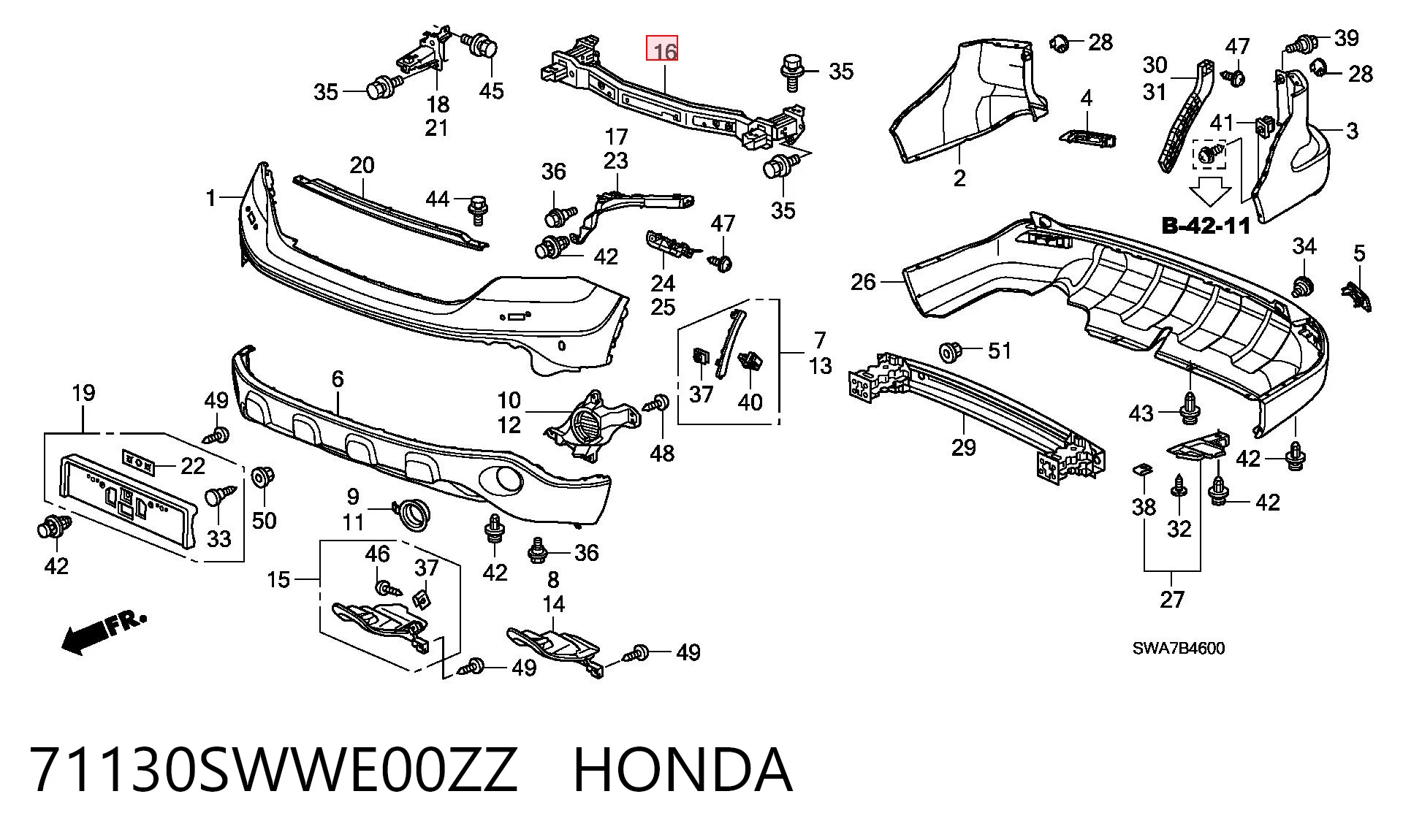 Reforçador do pára-choque dianteiro Honda CR-V III RE