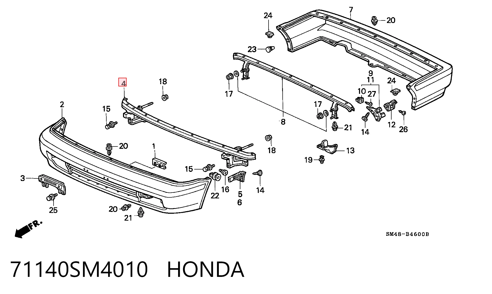 Reforçador do pára-choque dianteiro Honda Accord IV CB3, CB7 ao melhor preço