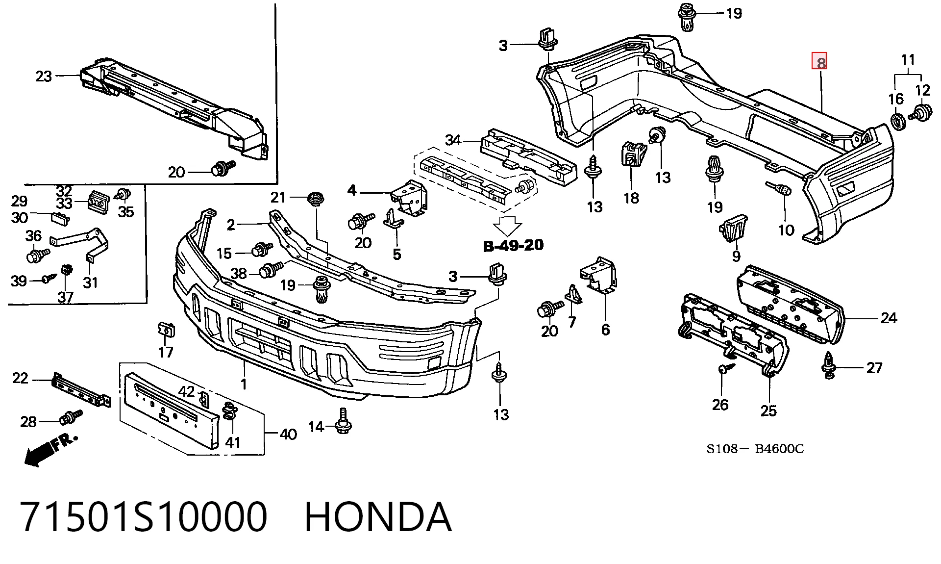 Pára-choque traseiro Honda CR-V I RD