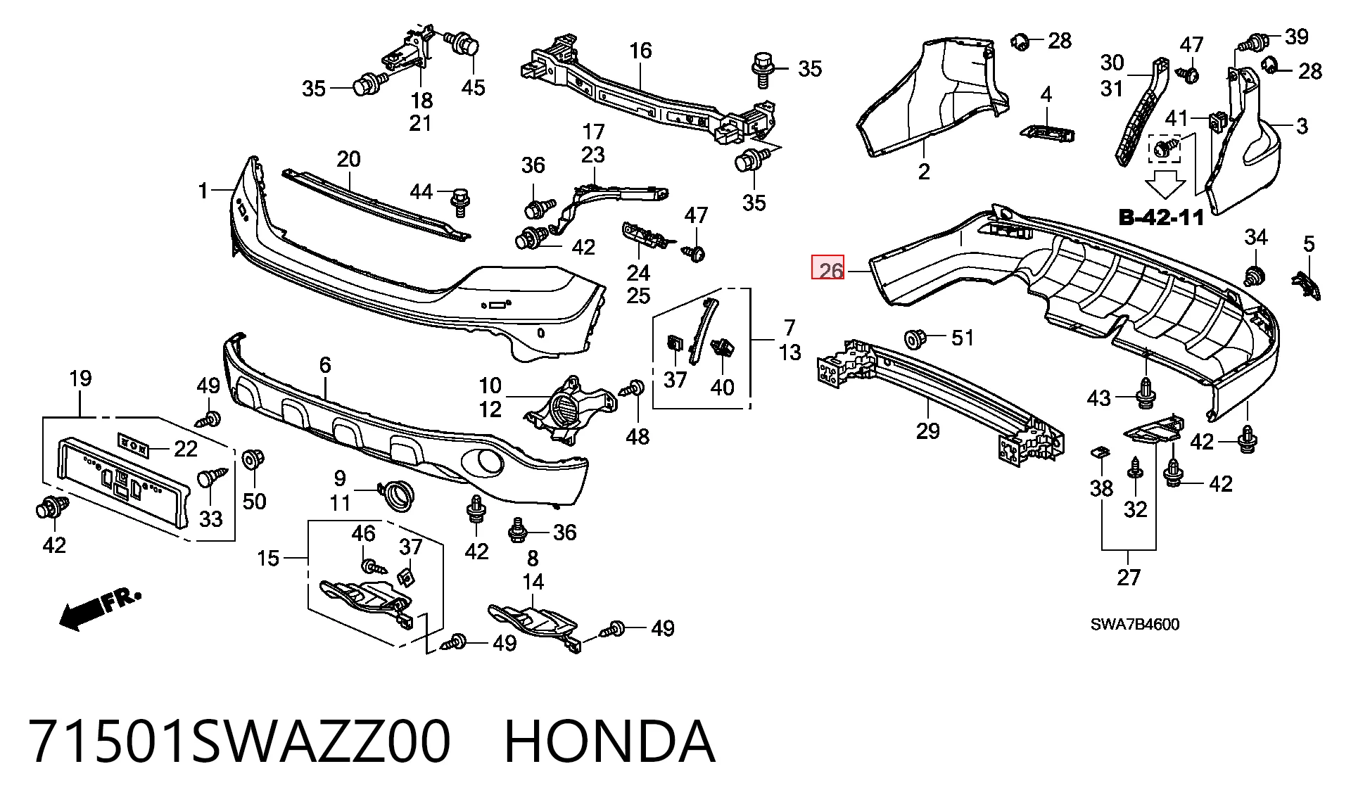  Pára-choque traseiro Honda CR-V III SUV (RE) (2006 - 2011) III