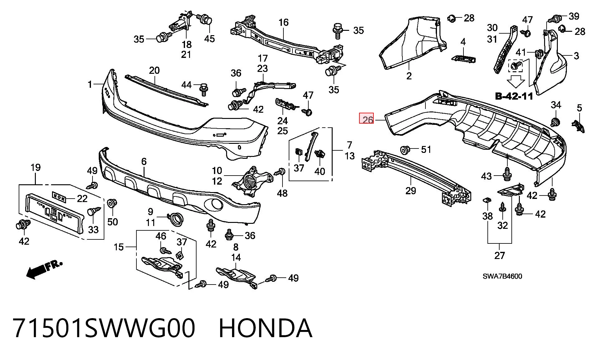Pára-choque traseiro Honda CR-V  RE ao melhor preço