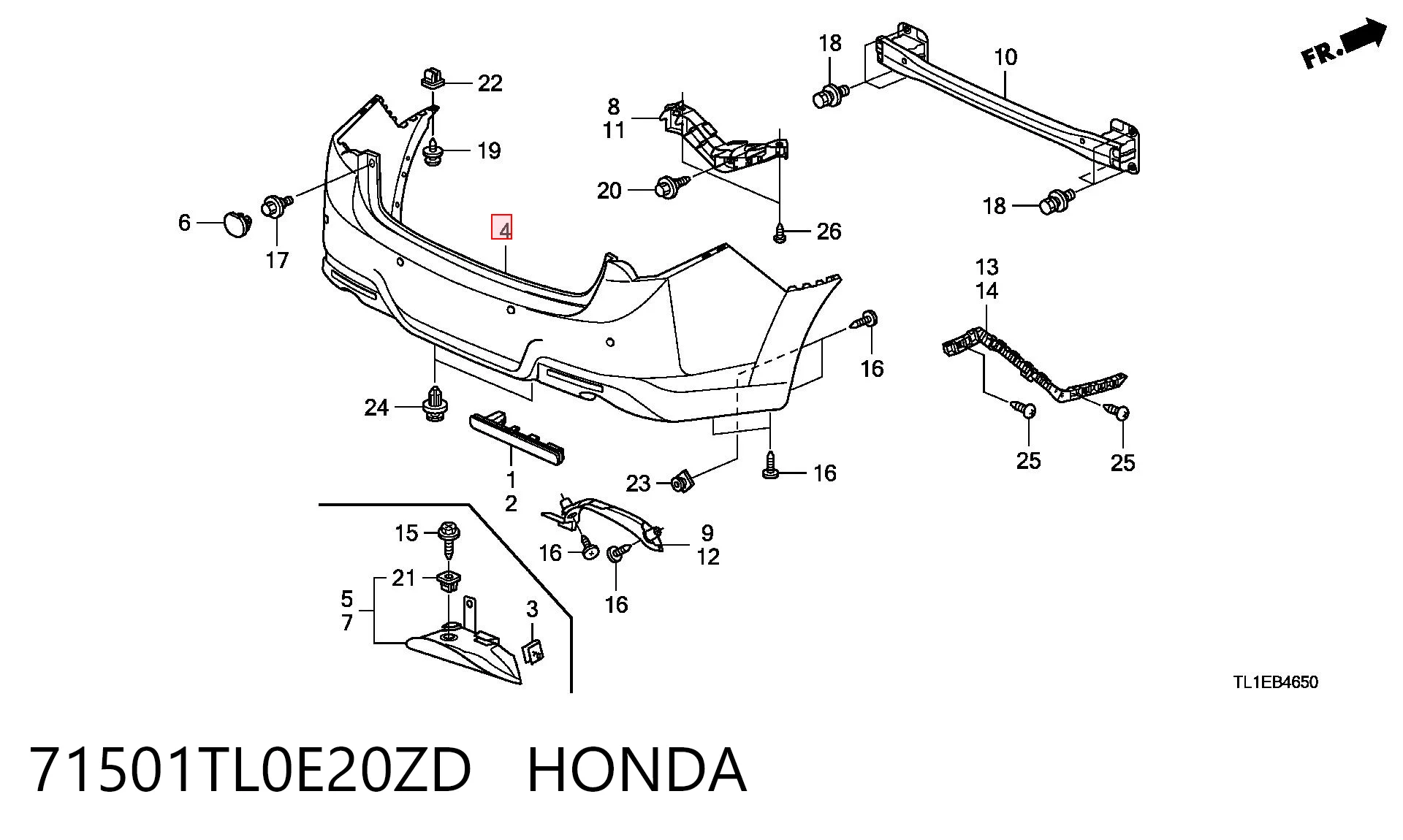 Pára-choque traseiro para Honda Accord VIII CU