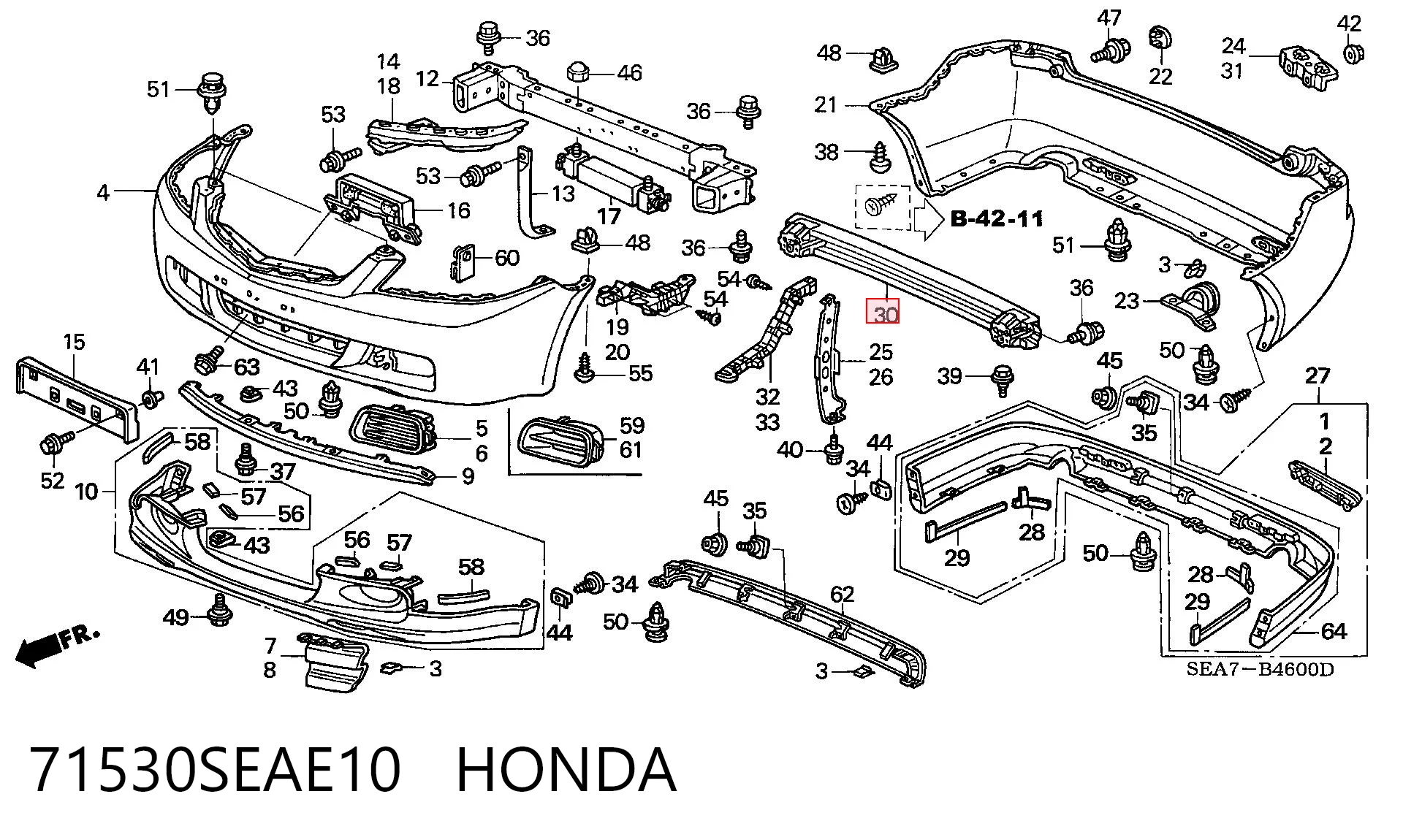 Reforçador do pára-choque traseiro para Honda Accord VII CM, CN
