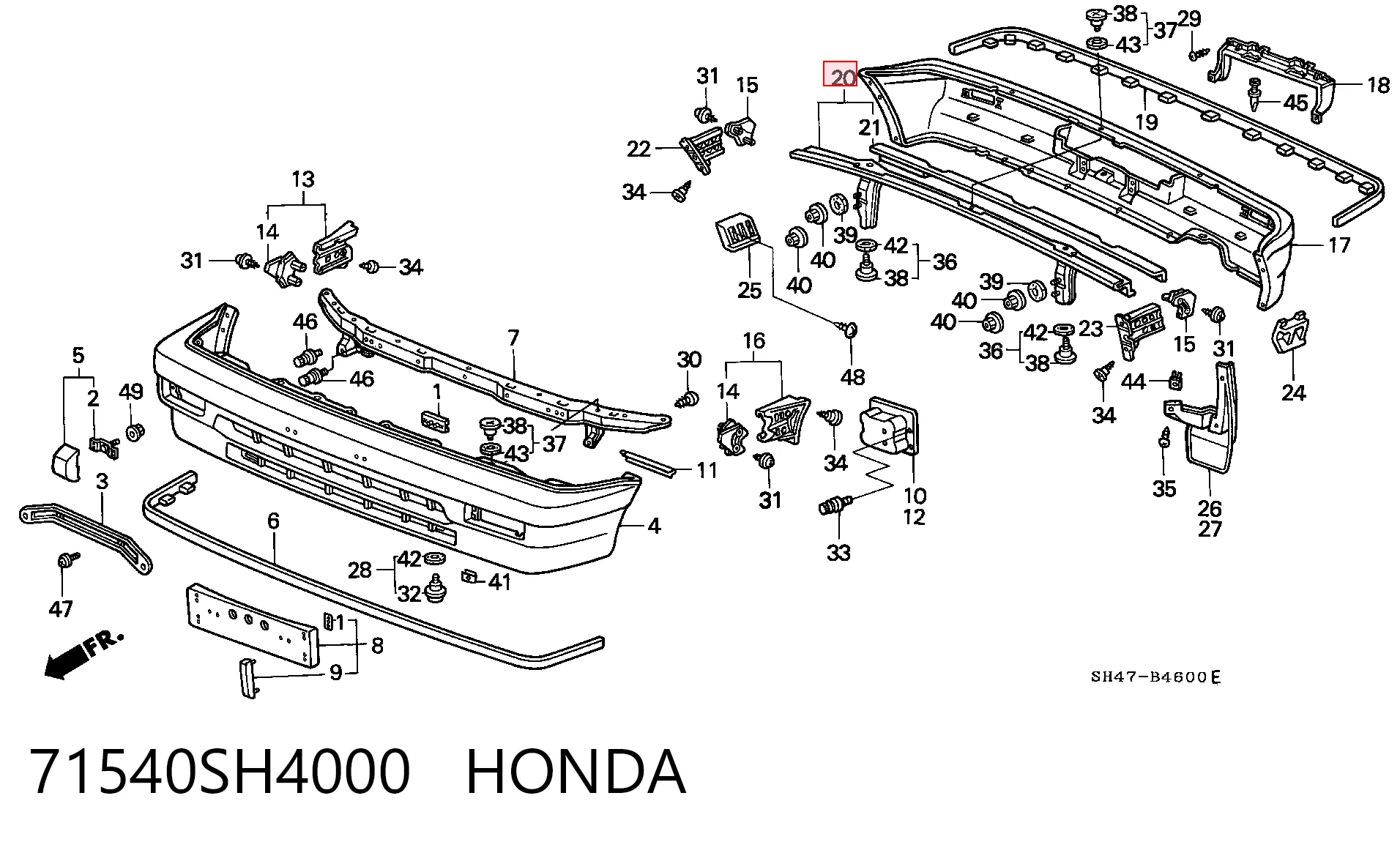 Reforçador do pára-choque traseiro Honda Civic IV ED, EF ao melhor preço