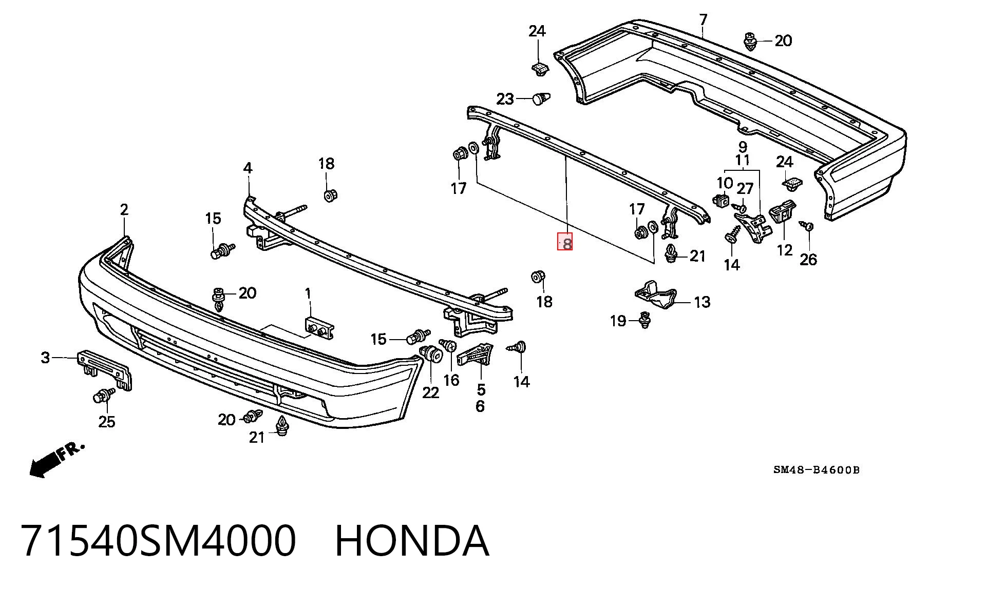 Reforçador do pára-choque traseiro Honda Accord IV CB3, CB7 ao melhor preço