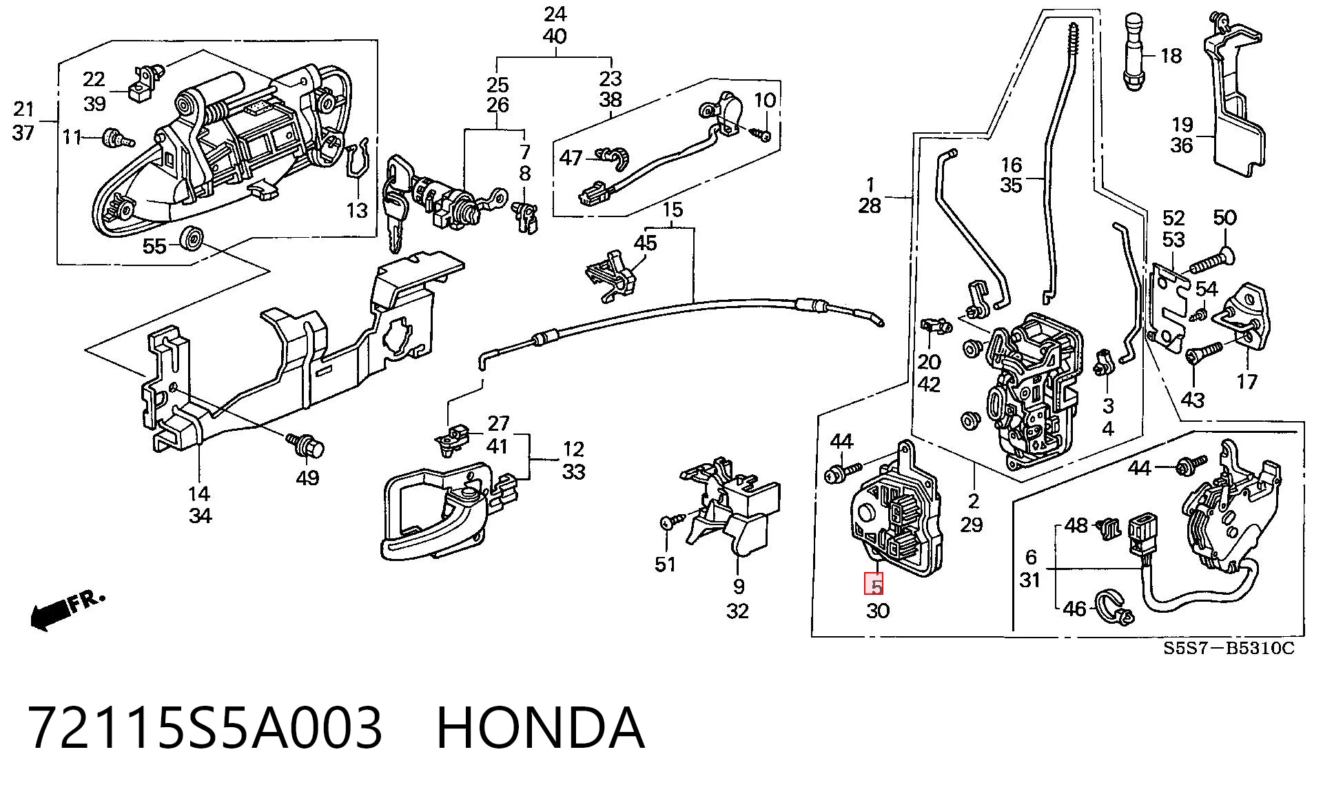 72115S5A003 Honda Motor acionador de abertura/fechamento da porta traseira direita