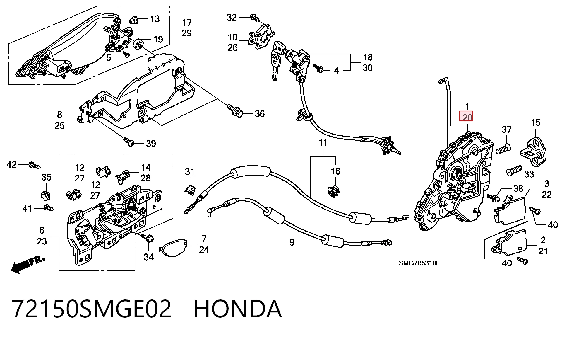 Fecho da porta dianteira esquerda para Honda Civic VIII FK, FN