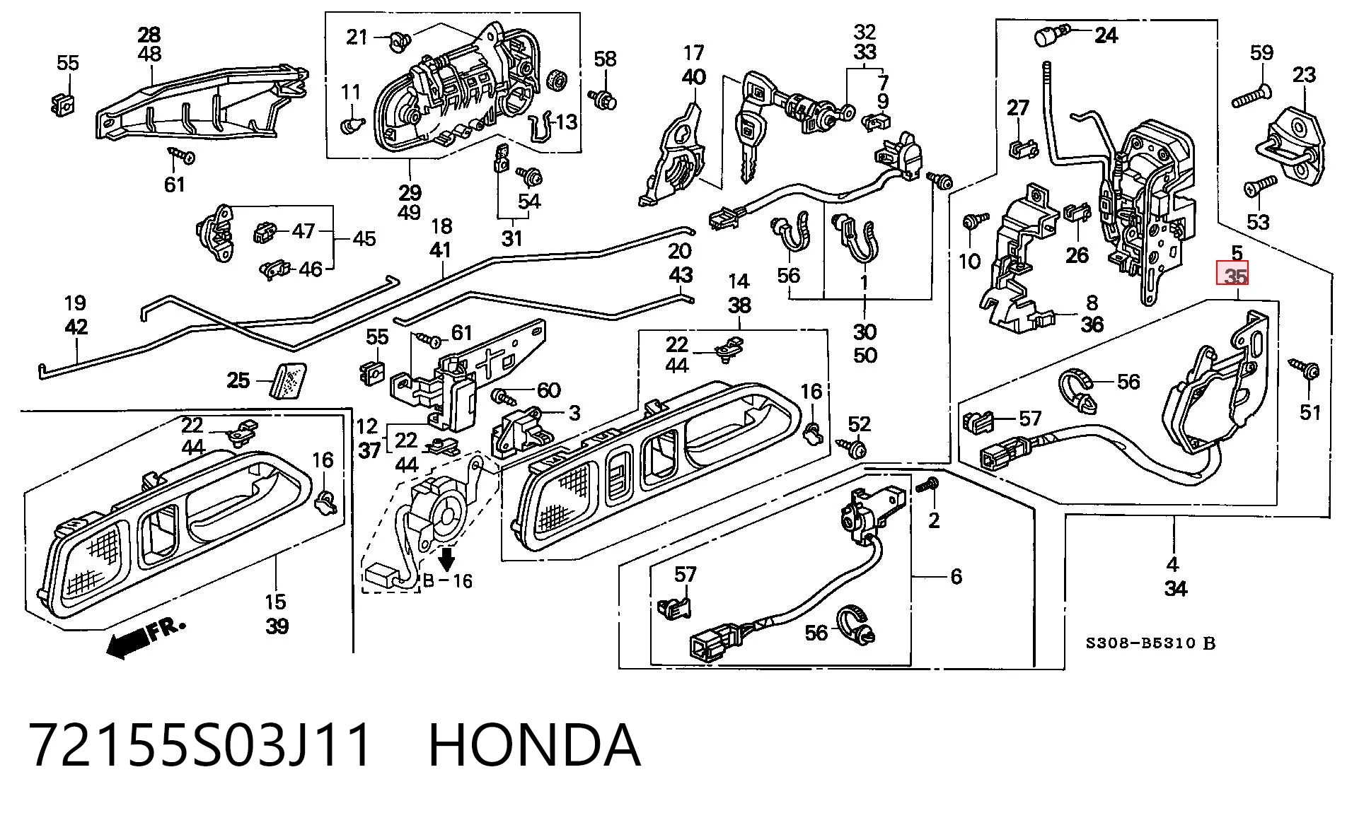 Fecho da porta dianteira esquerda para Honda CR-V I RD