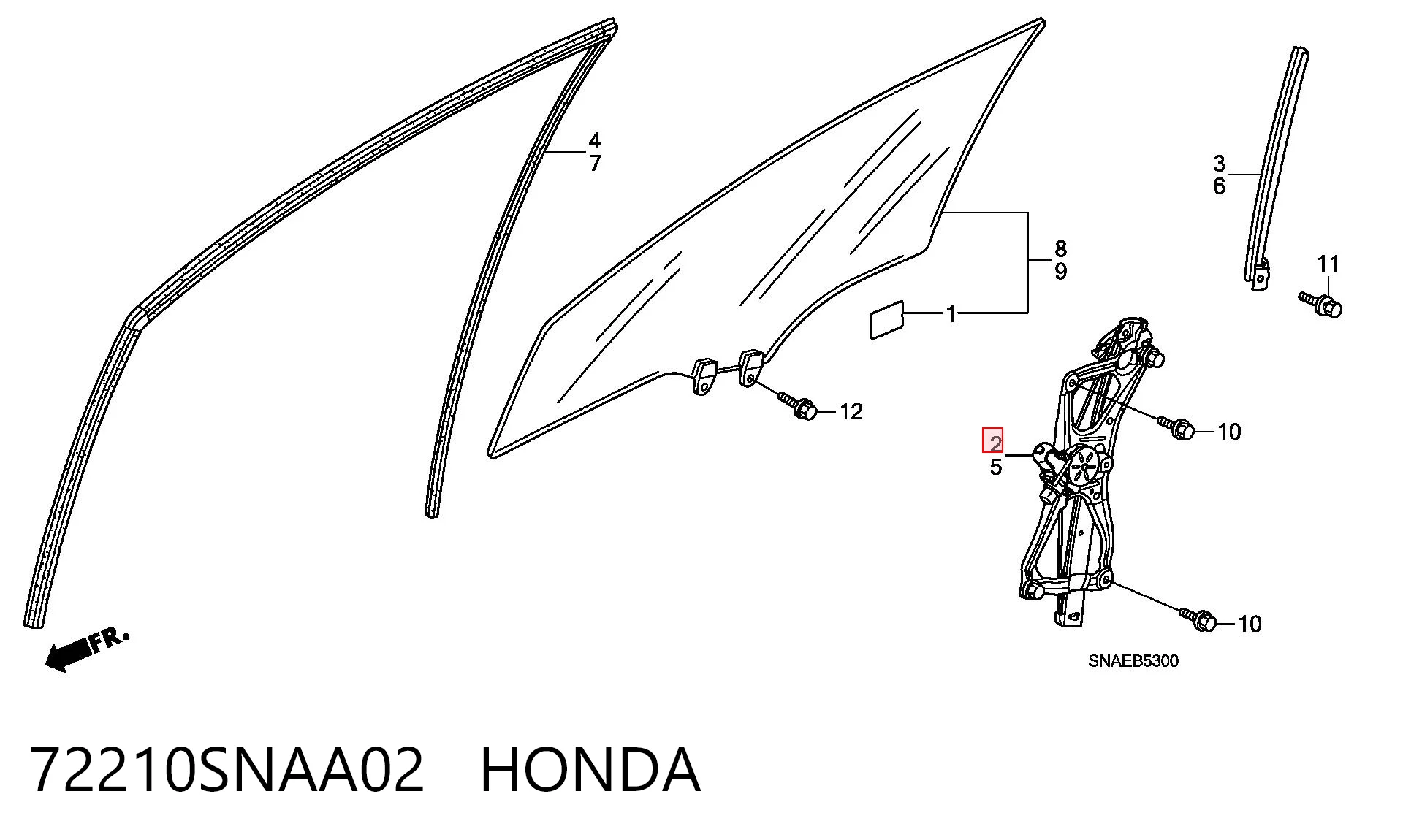  Mecanismo de acionamento de vidro da porta dianteira direita Honda Civic VIII sedan (FD, FA) (2005 - 2013) VIII