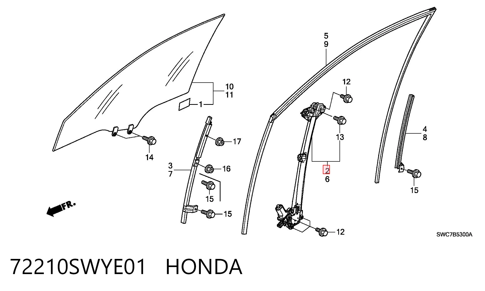 Mecanismo de acionamento de vidro da porta dianteira direita para Honda CR-V III RE