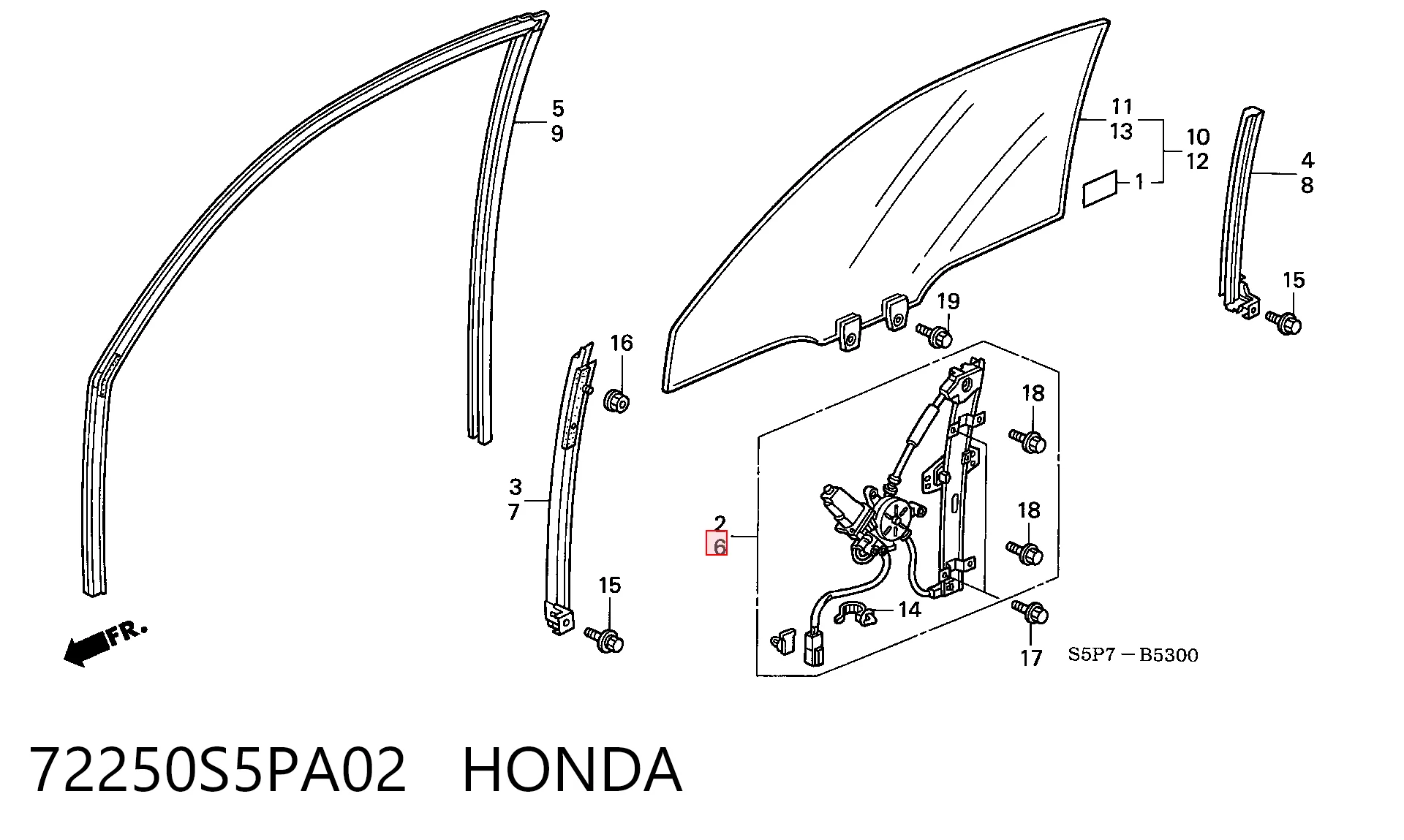 Mecanismo de acionamento de vidro da porta dianteira esquerda para Honda Civic VII EM